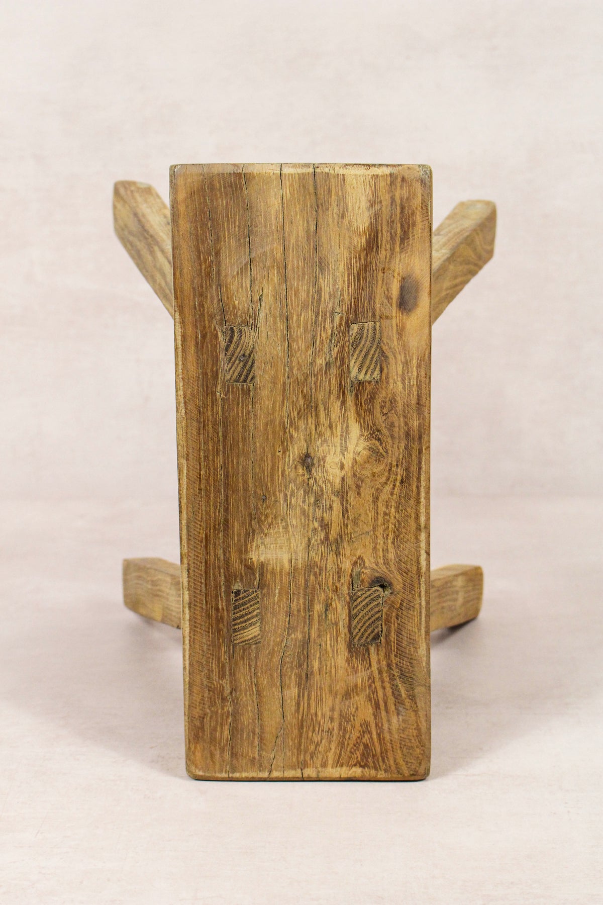 Small vintage rustic reclaimed elm wood stool 159 – Botanical Boys