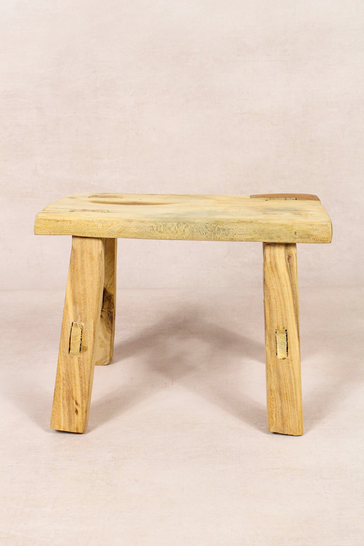 Small vintage rustic reclaimed elm wood stool 160 – Botanical Boys