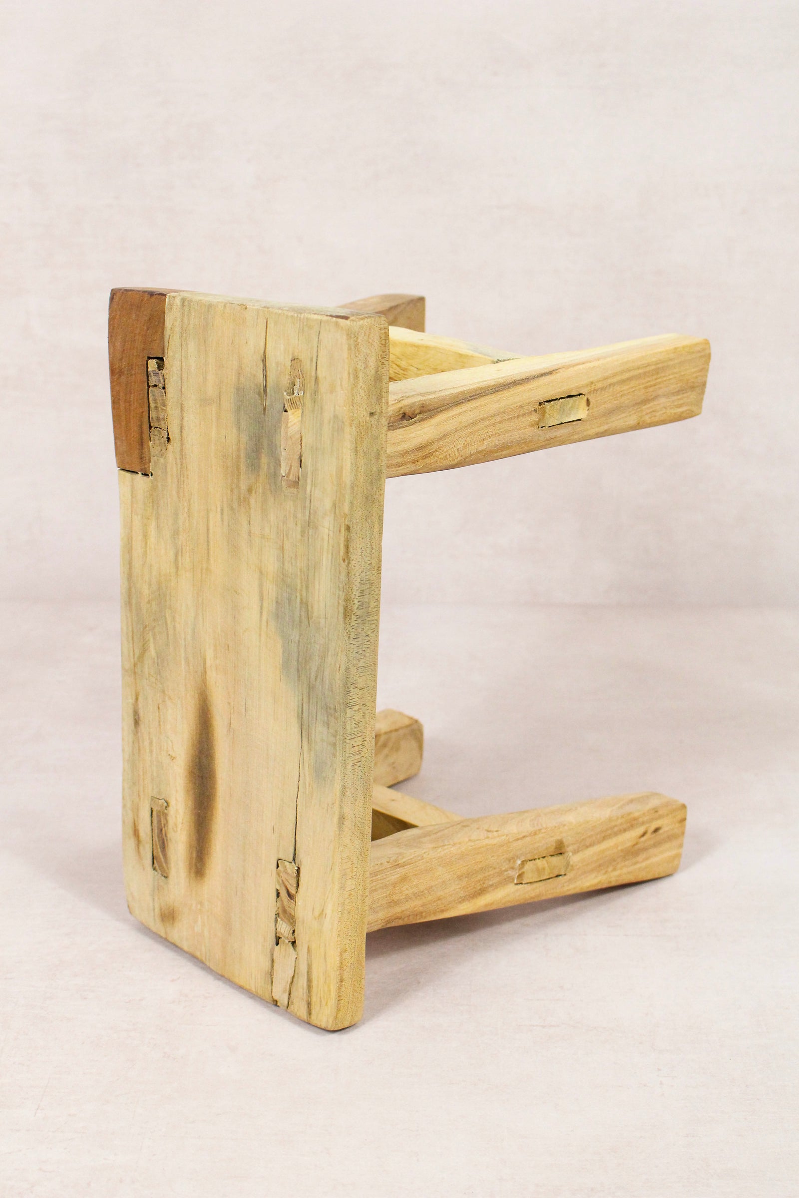 Small vintage rustic reclaimed elm wood stool 160 – Botanical Boys