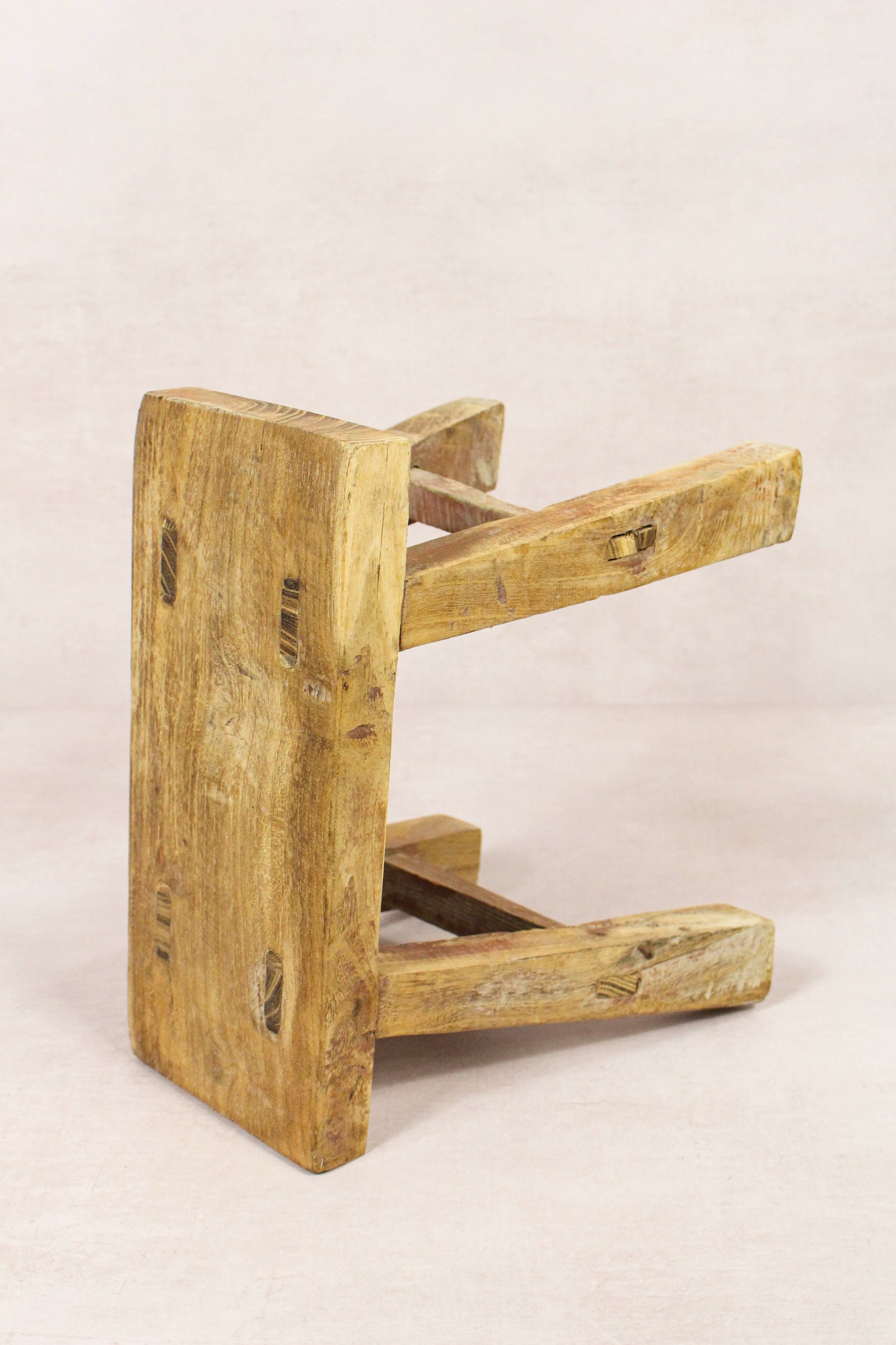 Small vintage rustic reclaimed elm wood stool 162 – Botanical Boys