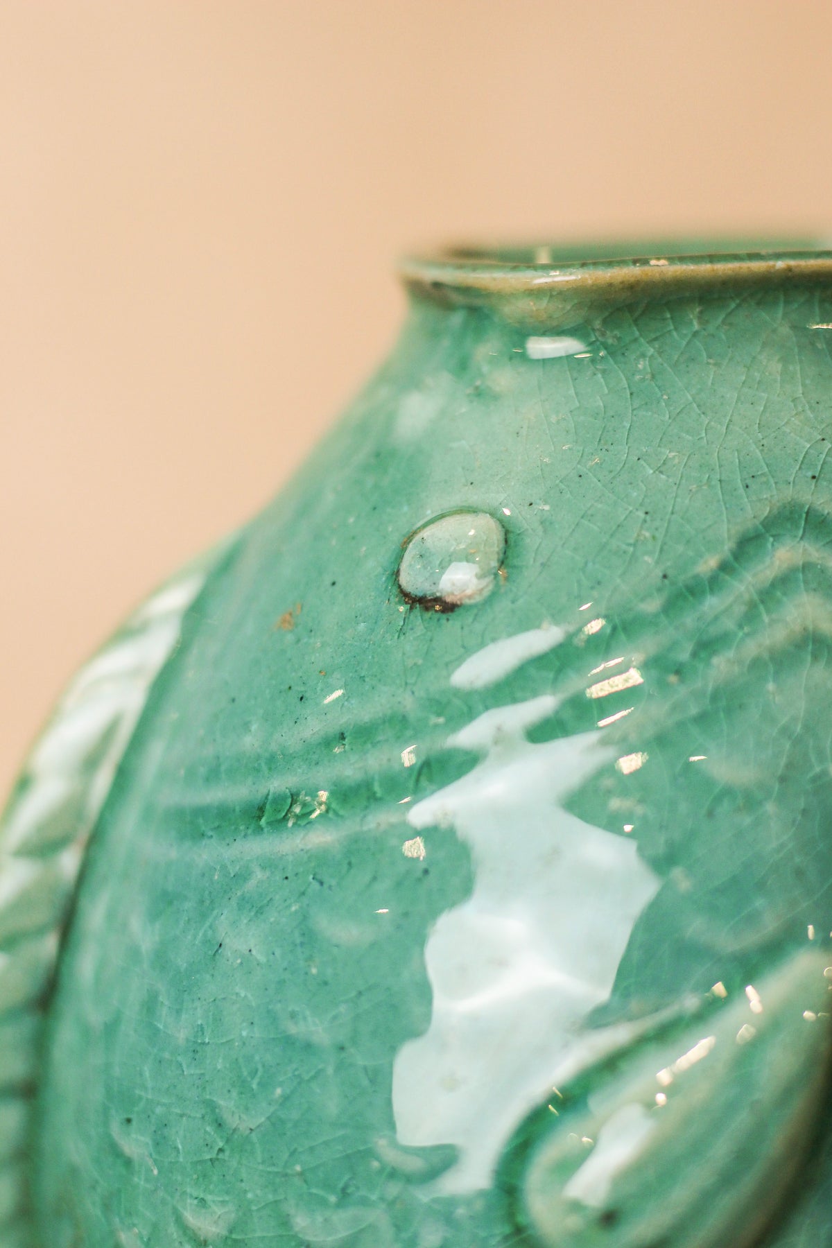 Vintage Turquoise Twin Fish Vase - No 3