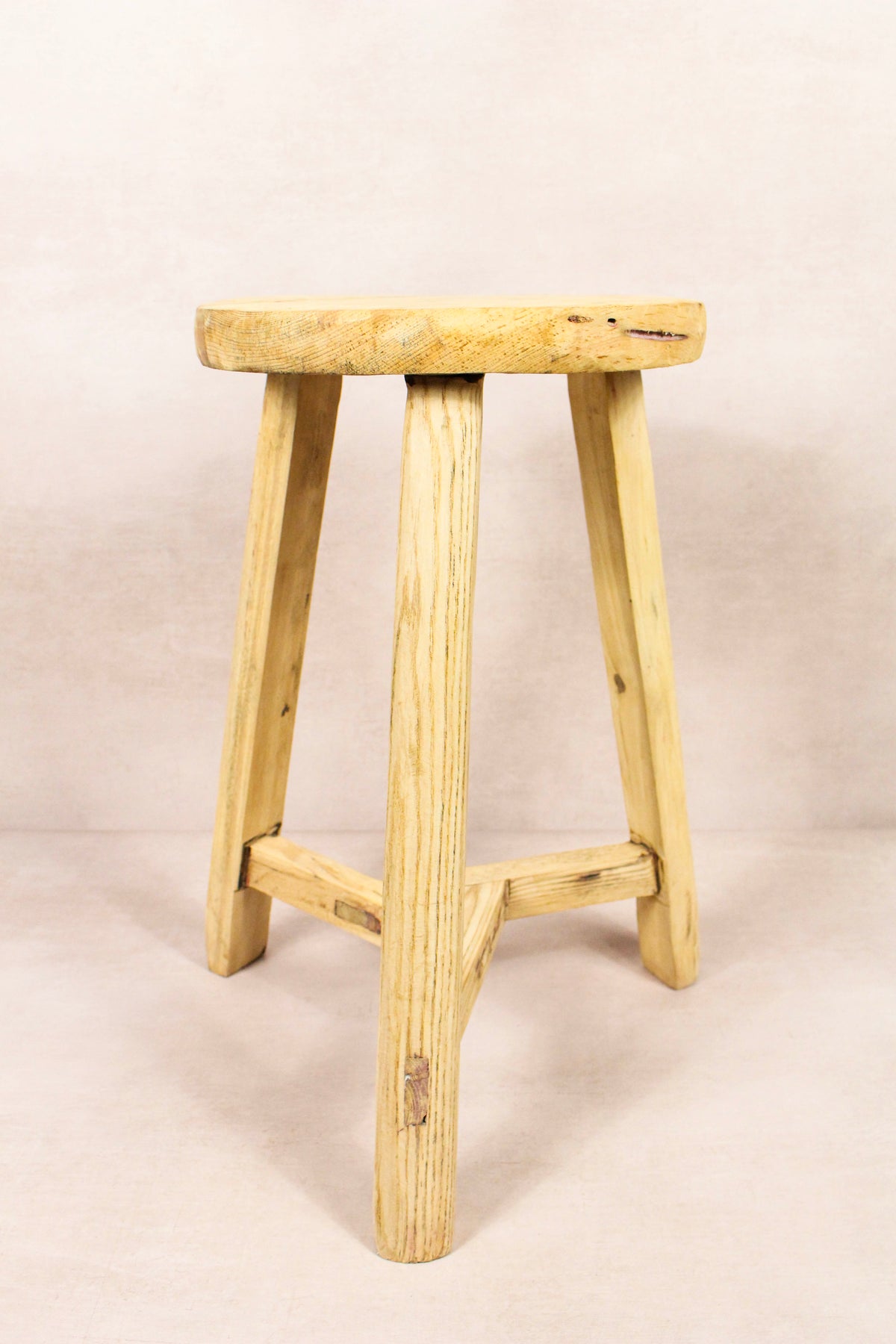 Vintage Rustic Round Stool - Elm wood - 169