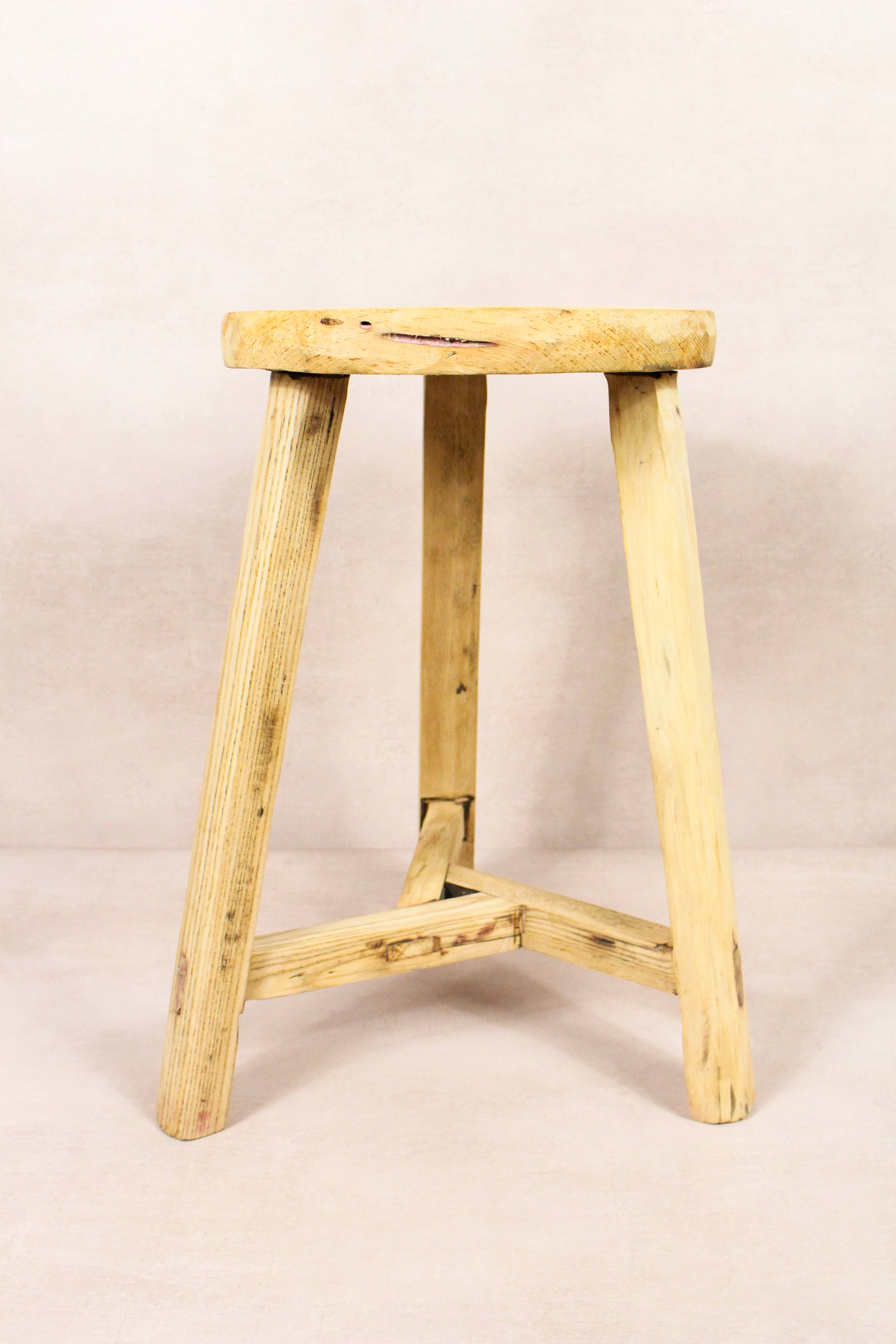 Vintage Rustic Round Stool - Elm wood - 169