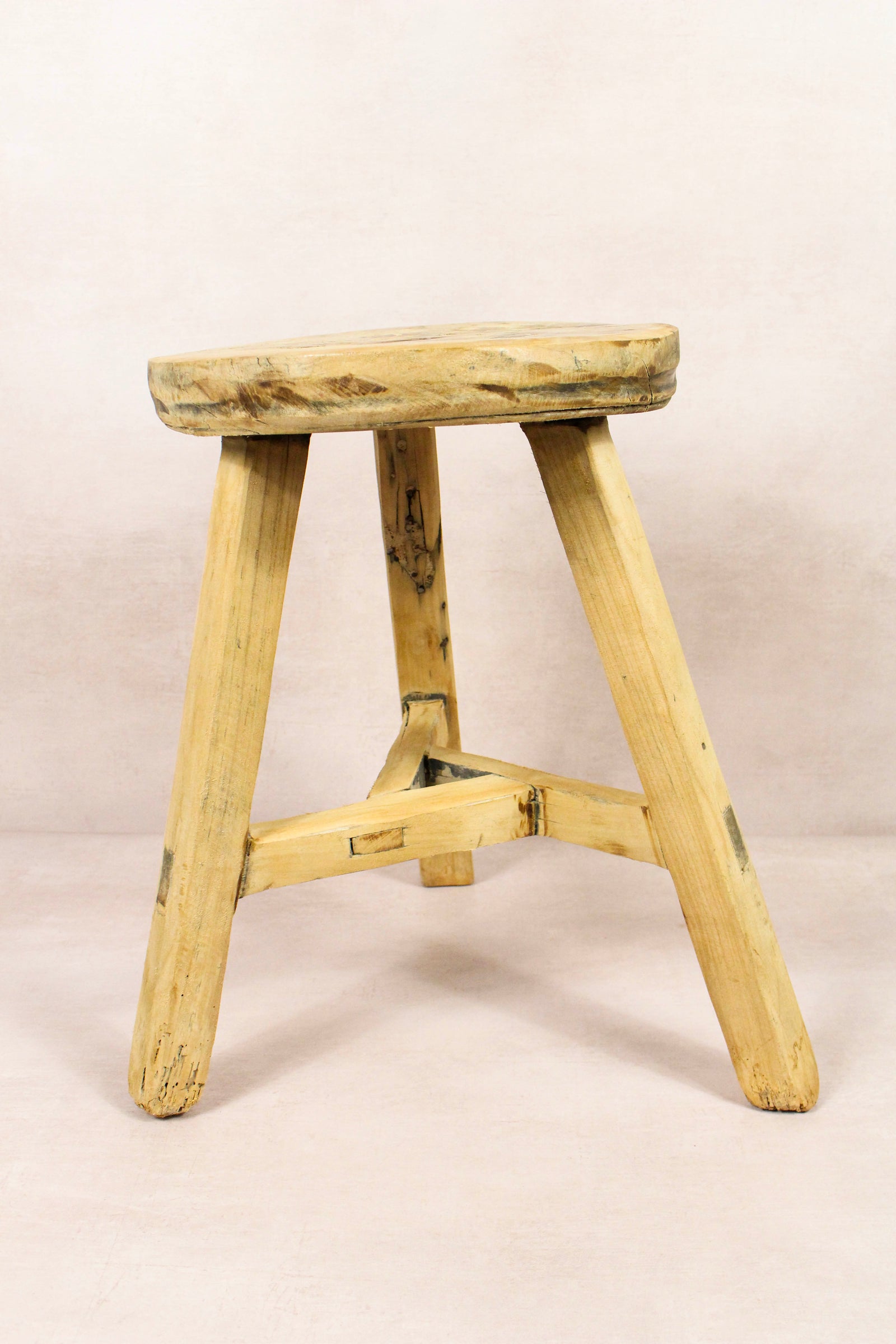 Vintage Rustic Round Stool - Elm wood - 170