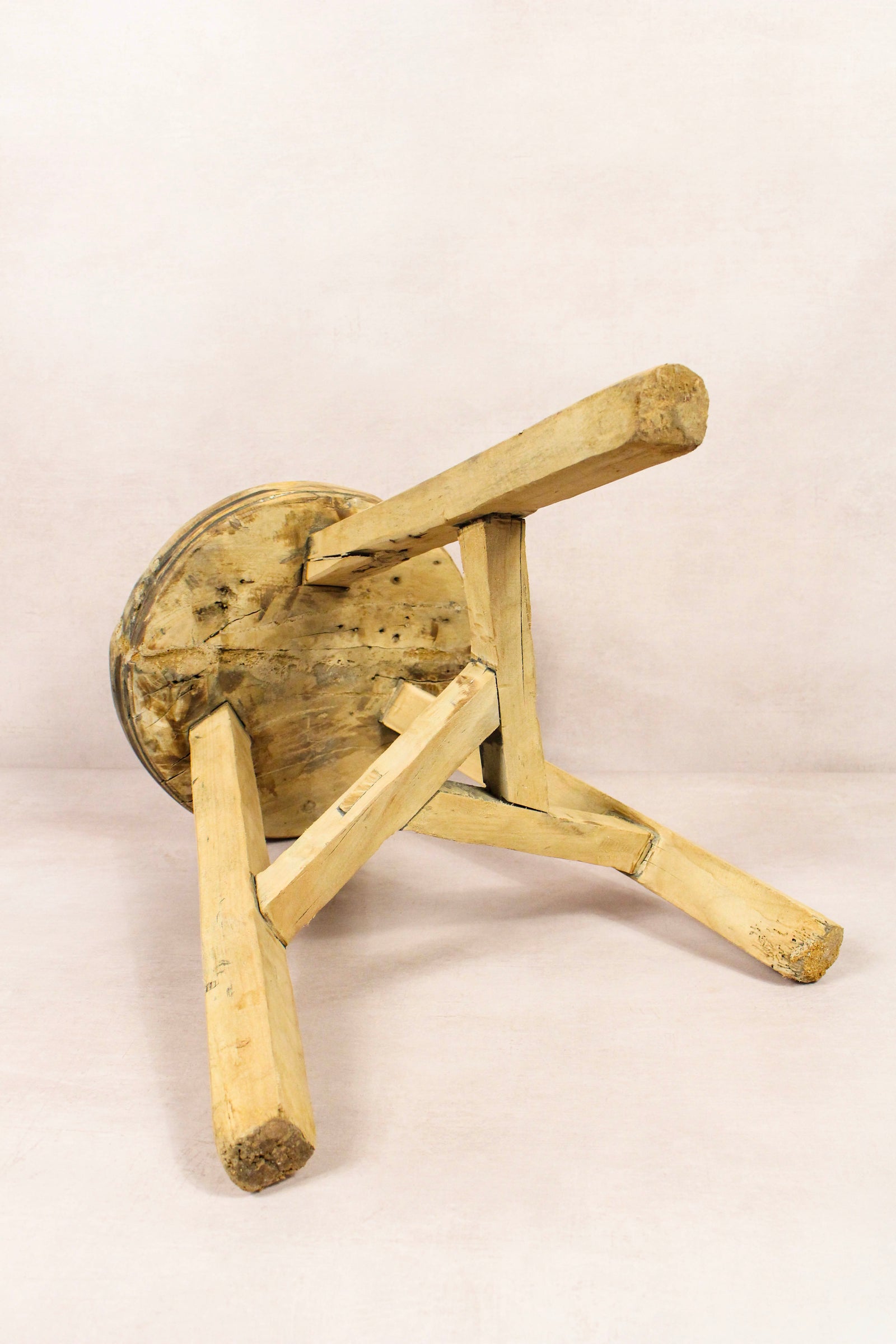Vintage Rustic Round Stool - Elm wood - 170