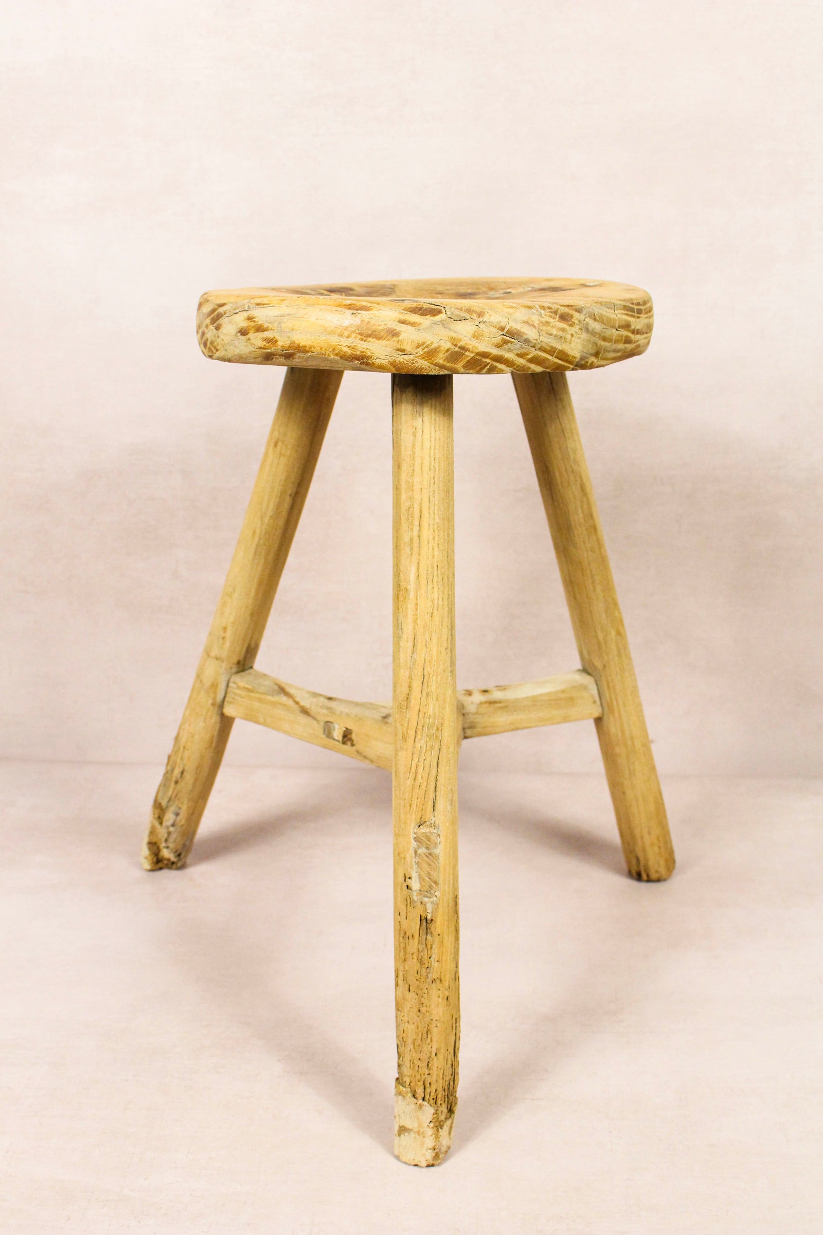 Vintage Rustic Round Stool - Elm wood - 171