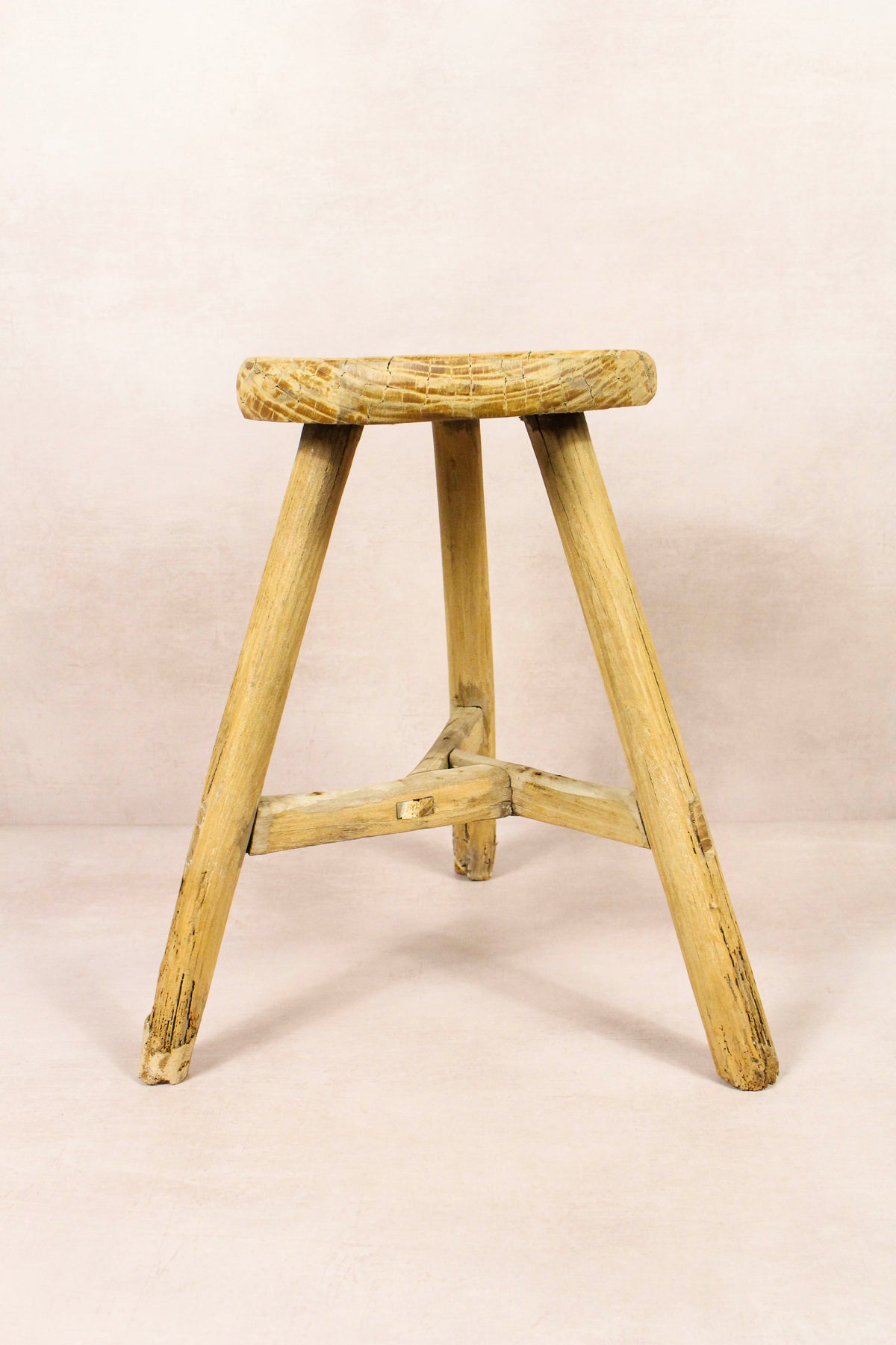Vintage Rustic Round Stool - Elm wood - 171