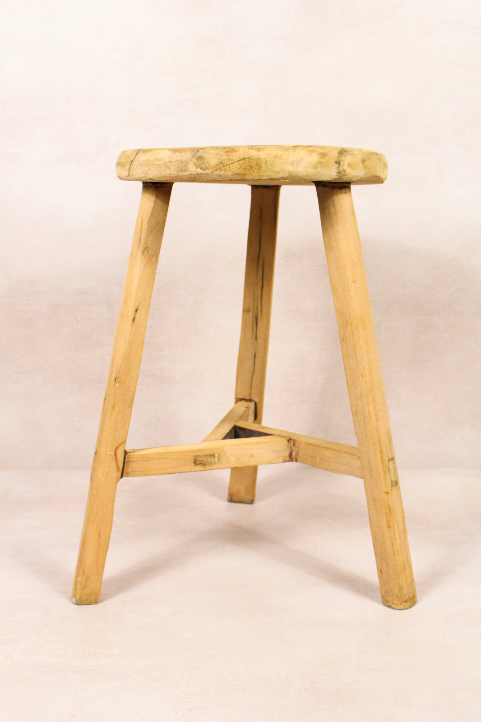 Vintage Rustic Round Stool - Elm wood - 172