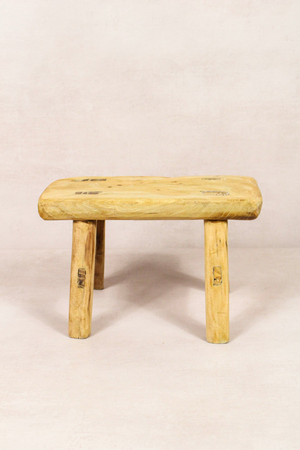 Small vintage rustic reclaimed elm wood stool 214 – Botanical Boys