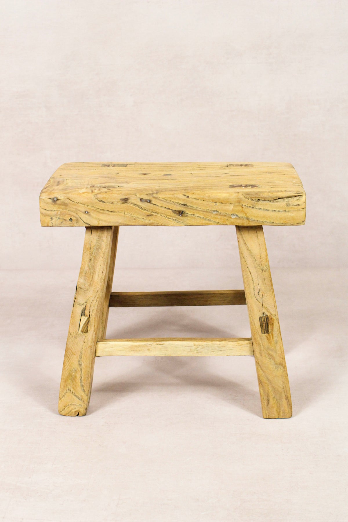 Small vintage rustic reclaimed elm wood stool 215 – Botanical Boys
