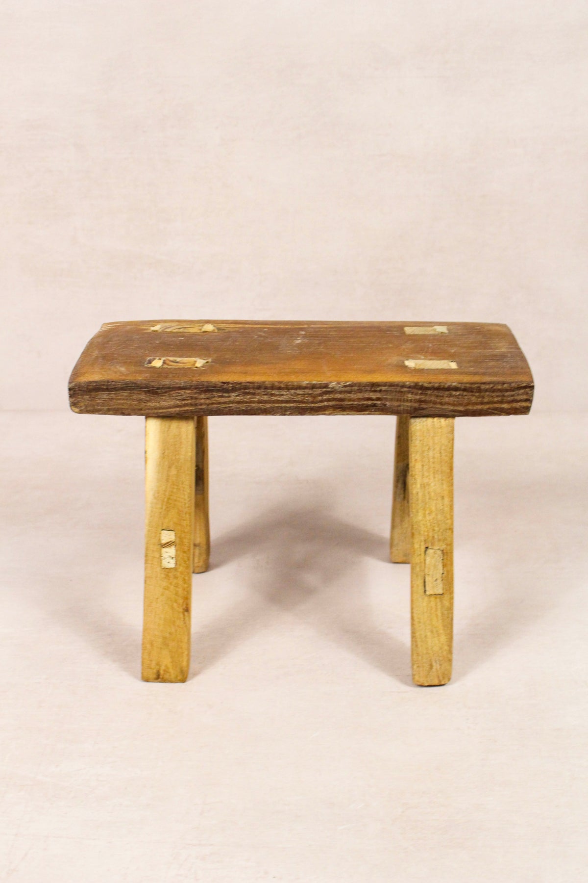 Small vintage rustic reclaimed elm wood stool 216 – Botanical Boys