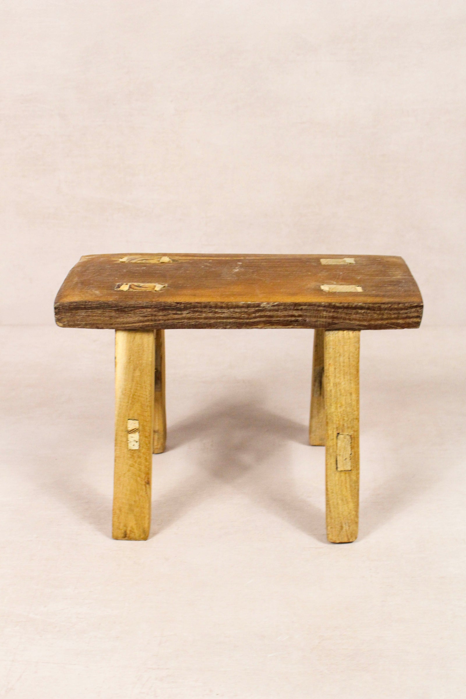Small vintage rustic reclaimed elm wood stool 216 – Botanical Boys