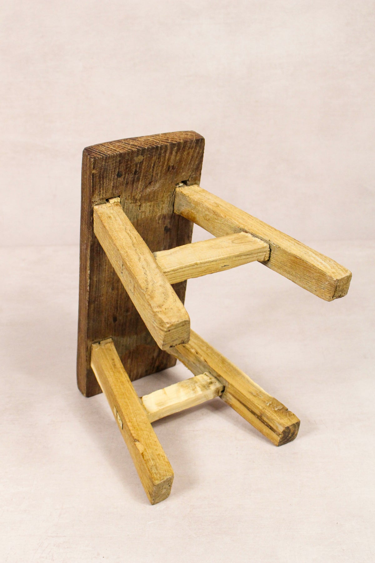Small vintage rustic reclaimed elm wood stool 216 – Botanical Boys