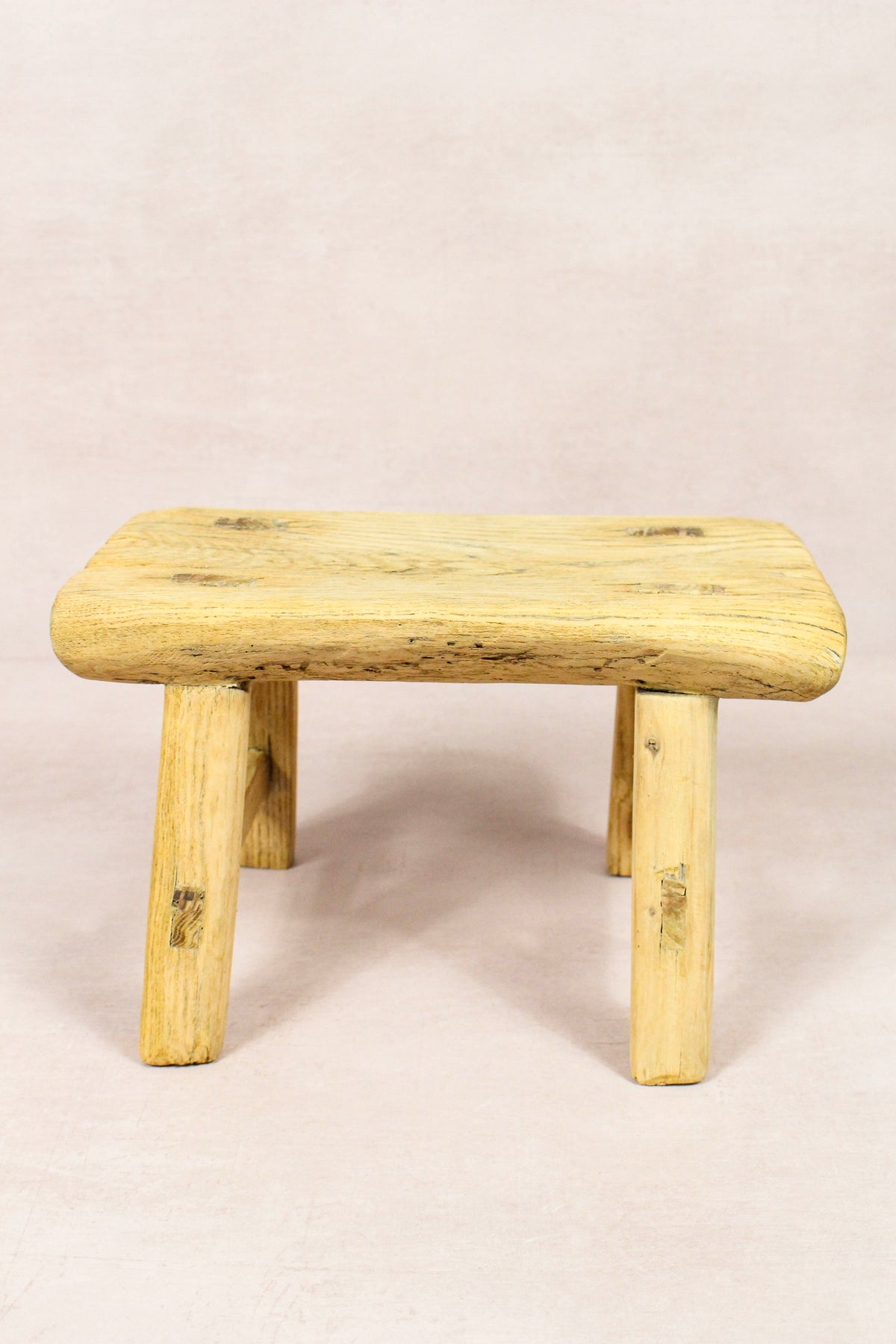Small vintage rustic reclaimed elm wood stool 217 – Botanical Boys