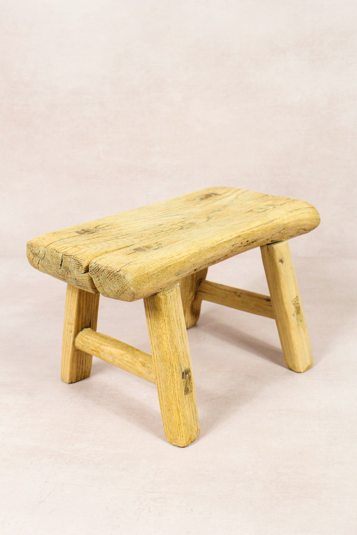 Small vintage rustic reclaimed elm wood stool 217 – Botanical Boys