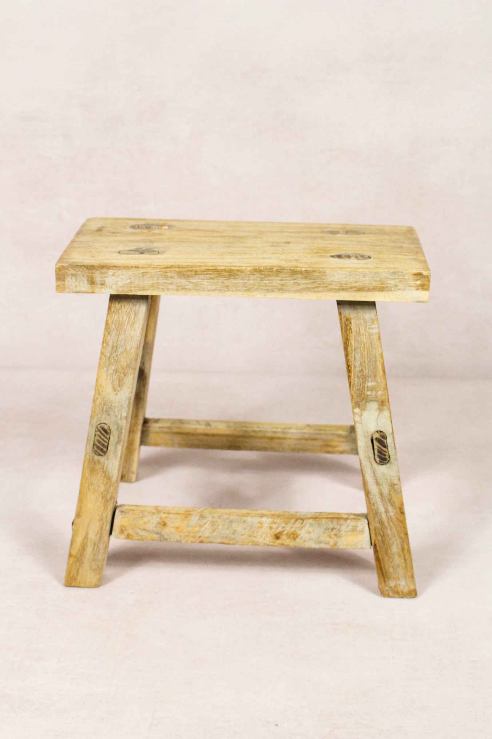Small vintage rustic reclaimed elm wood stool 218 – Botanical Boys