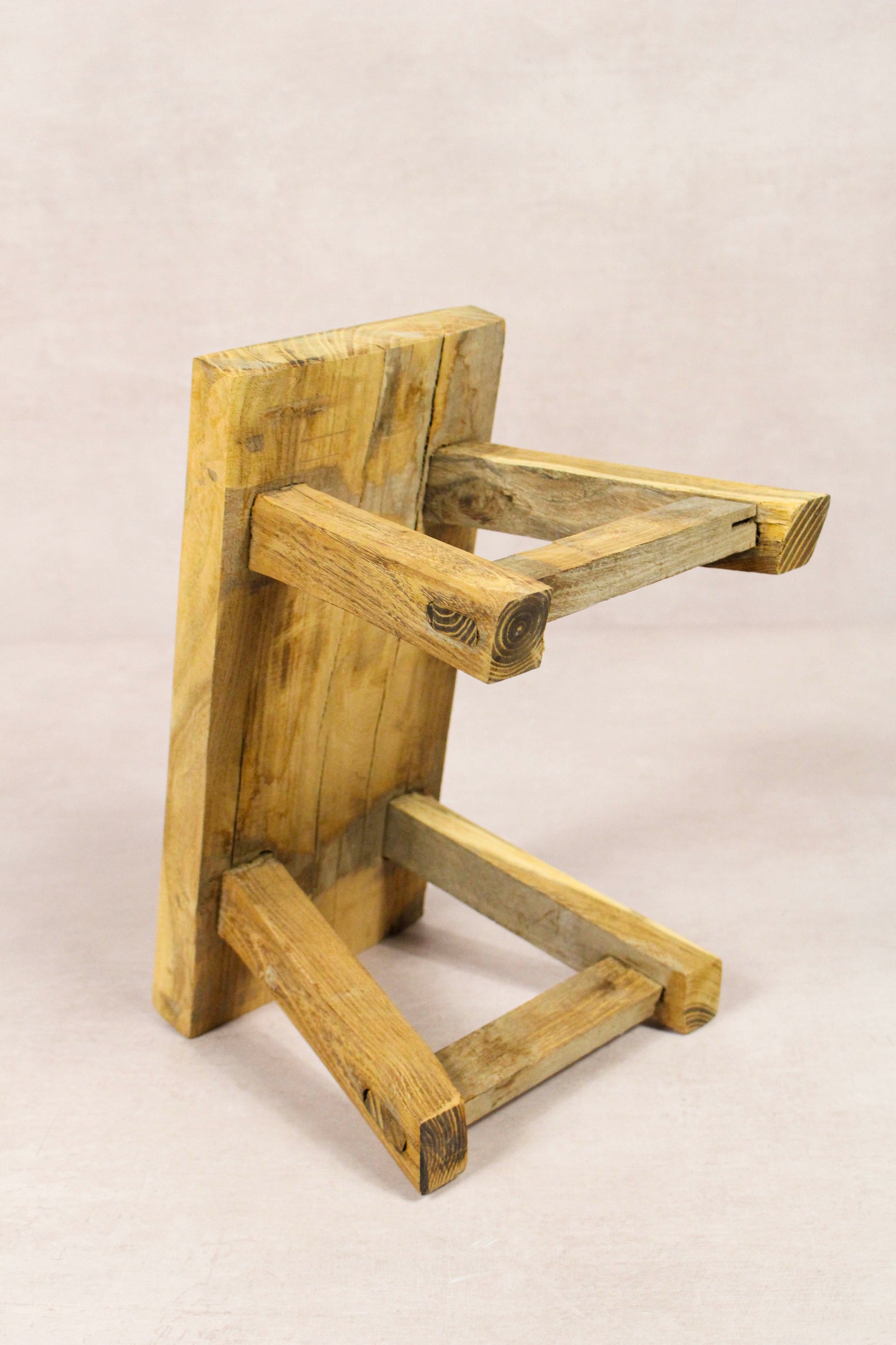 Small vintage rustic reclaimed elm wood stool 220 – Botanical Boys