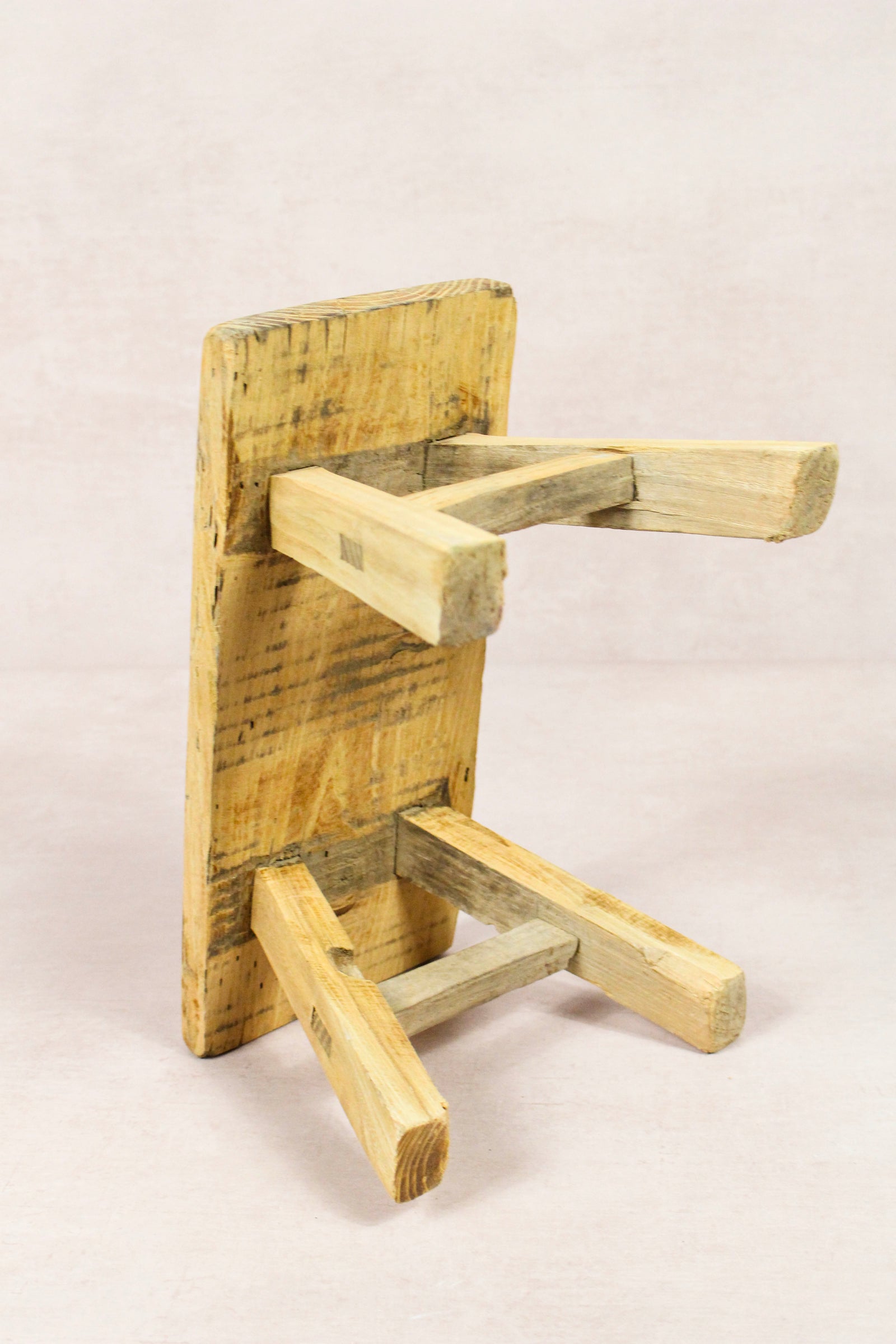 Small vintage rustic reclaimed elm wood stool 222 – Botanical Boys