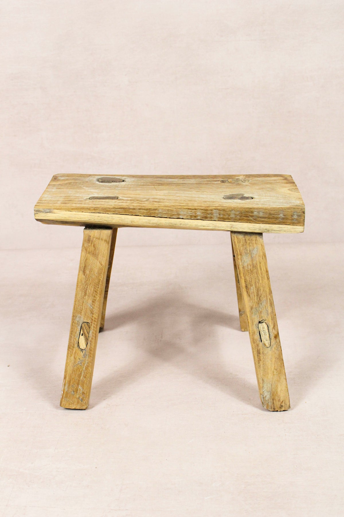 Small vintage rustic reclaimed elm wood stool 223 – Botanical Boys