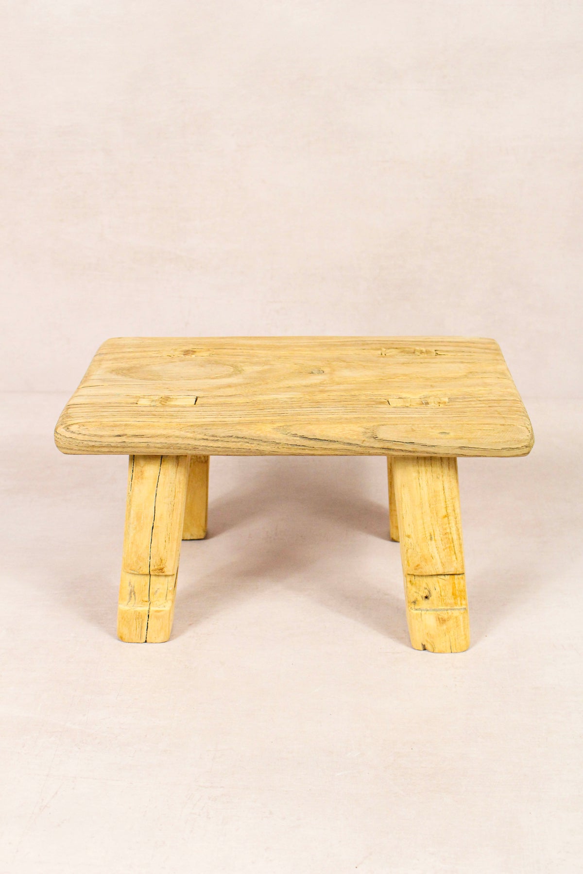 Small vintage rustic reclaimed elm wood stool 224 – Botanical Boys