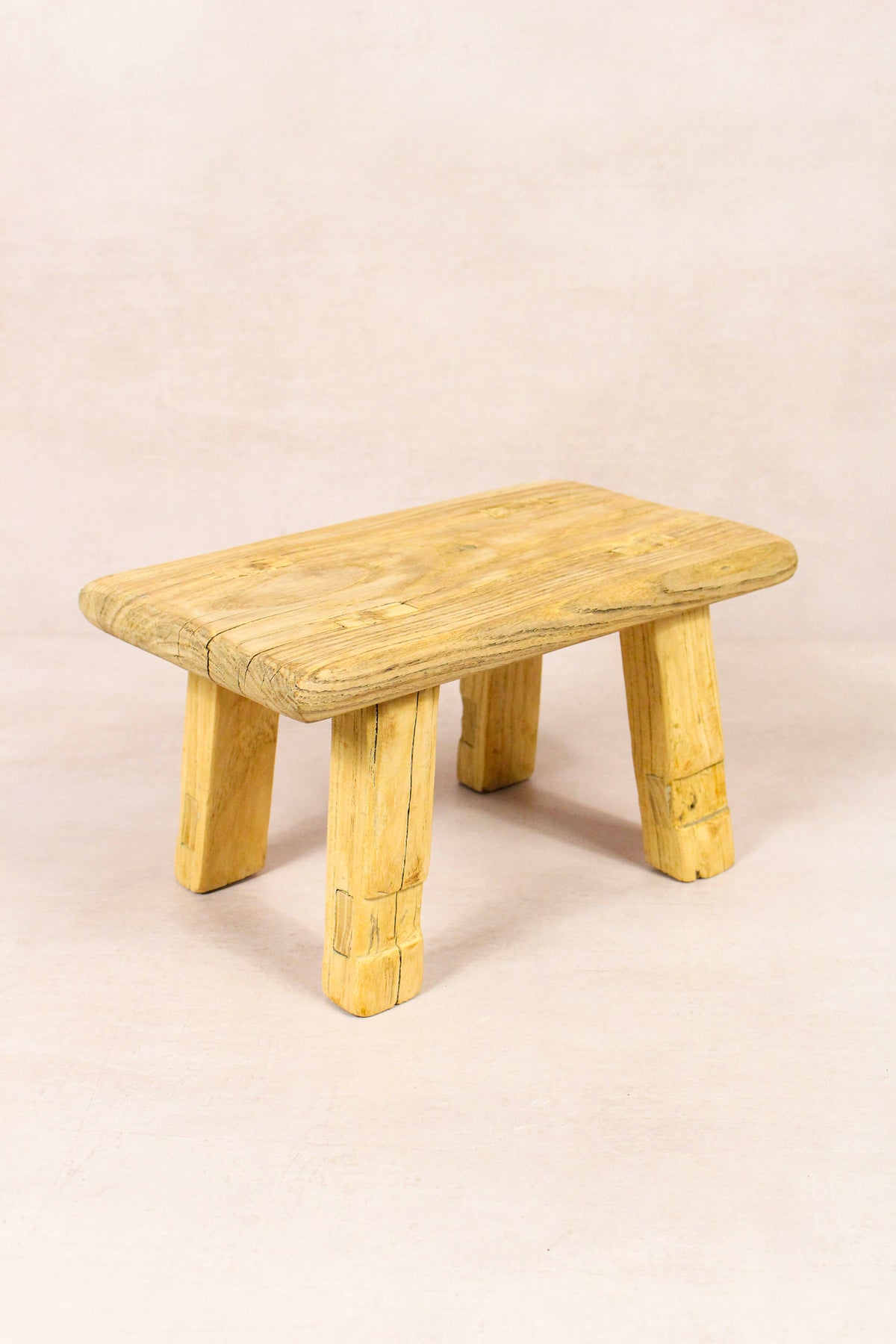 Small vintage rustic reclaimed elm wood stool 224 – Botanical Boys