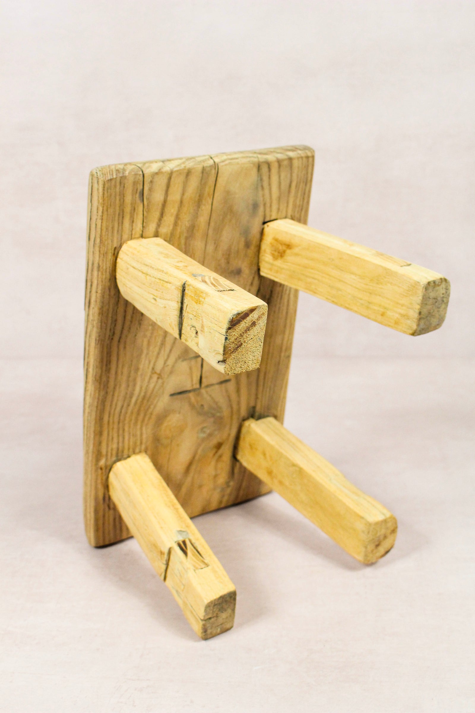 Small vintage rustic reclaimed elm wood stool 224 – Botanical Boys