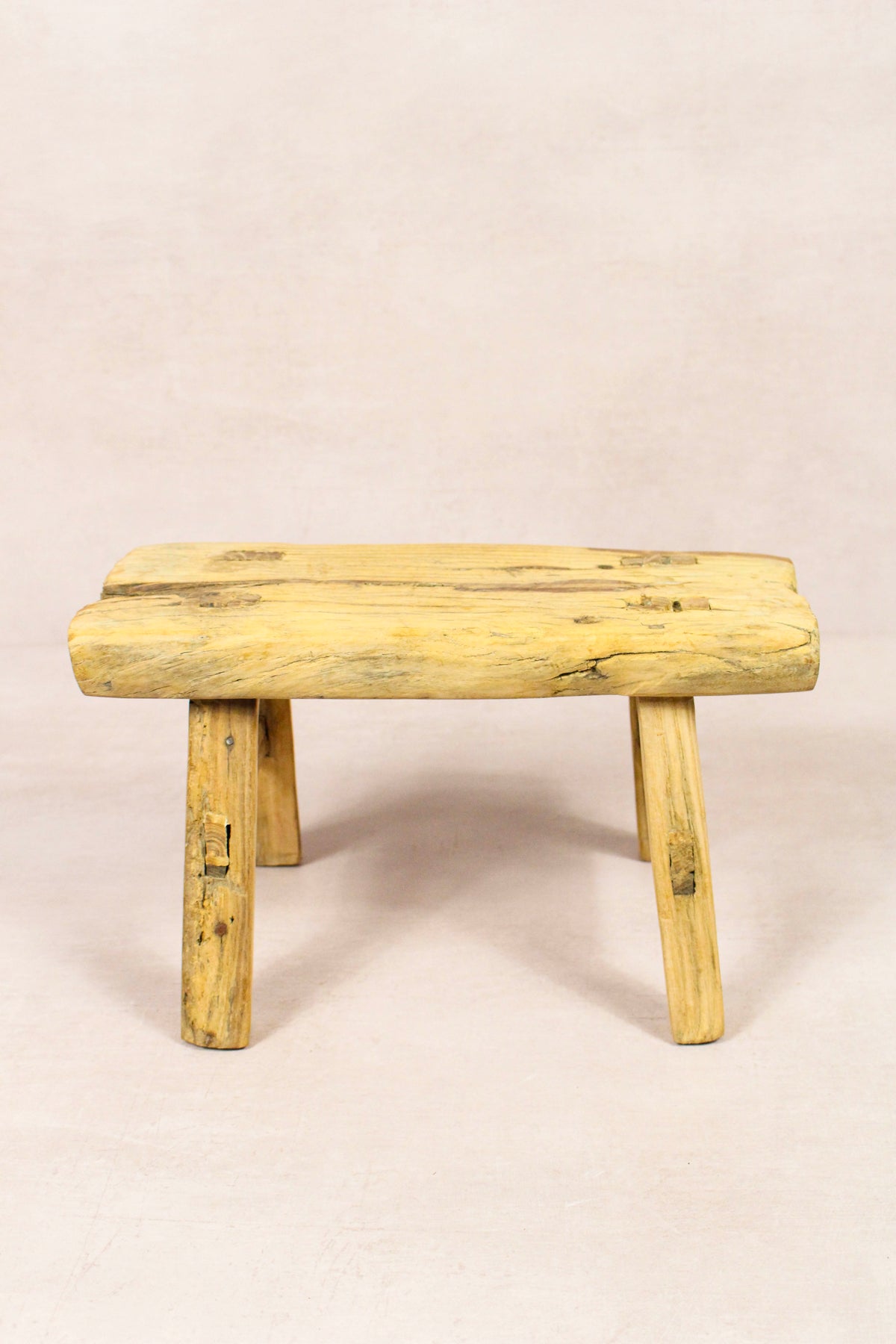Small vintage rustic reclaimed elm wood stool 225 – Botanical Boys