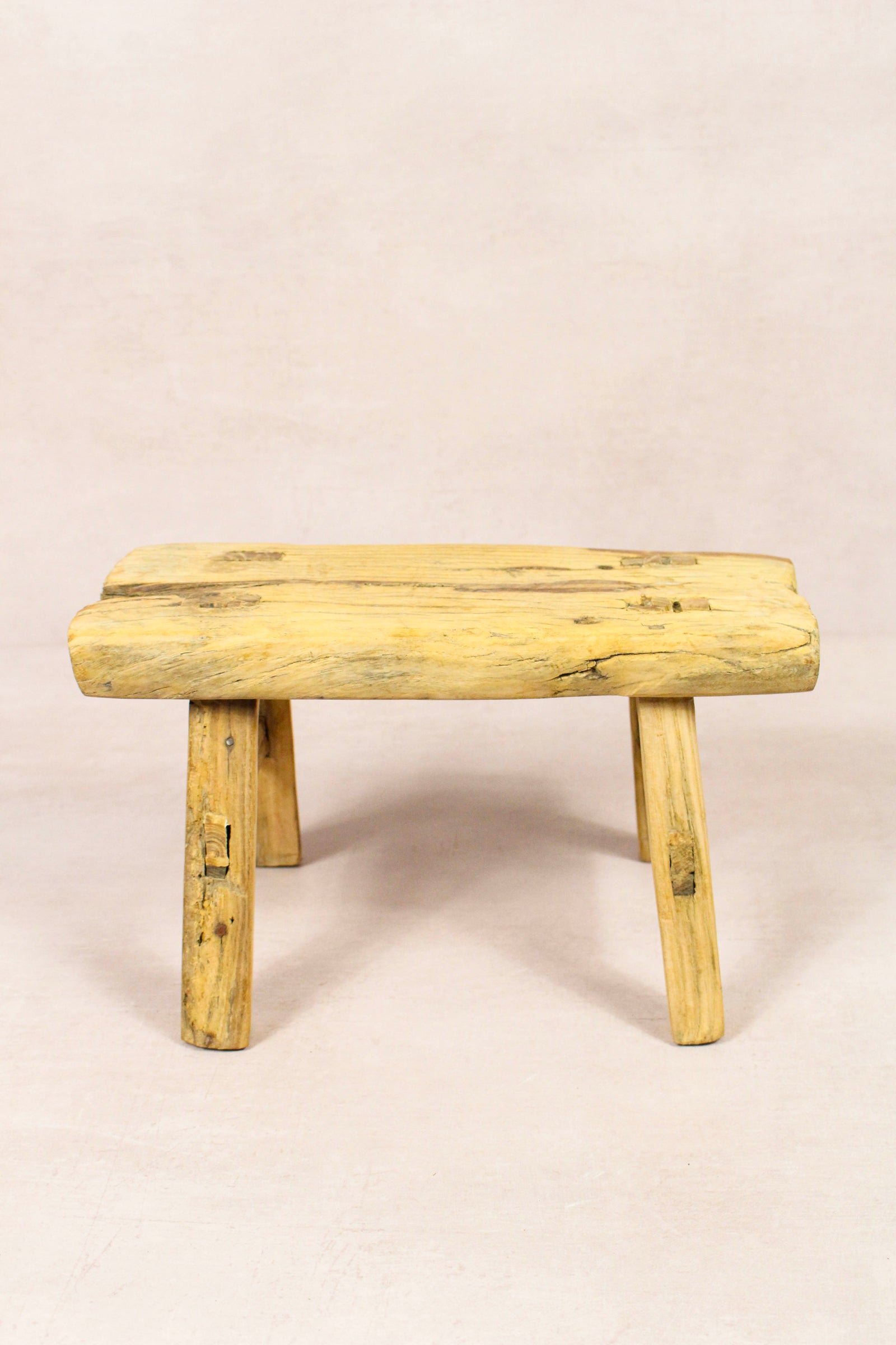 Small vintage rustic reclaimed elm wood stool 225 – Botanical Boys