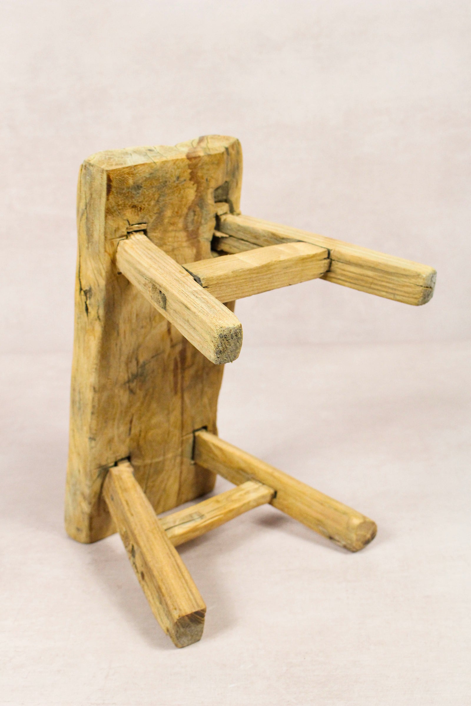 Small vintage rustic reclaimed elm wood stool 225 – Botanical Boys