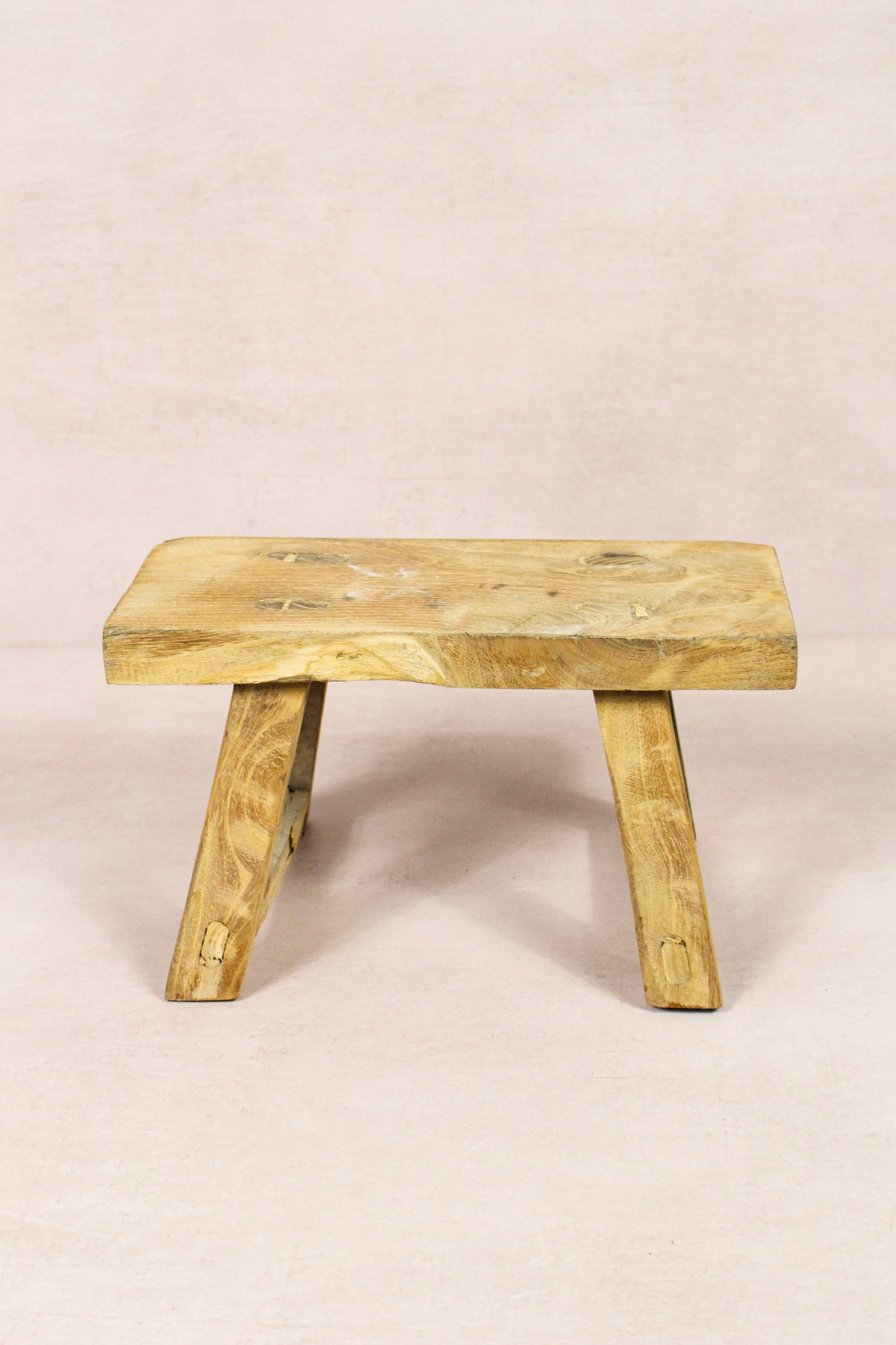 Small vintage rustic reclaimed elm wood stool 226 – Botanical Boys