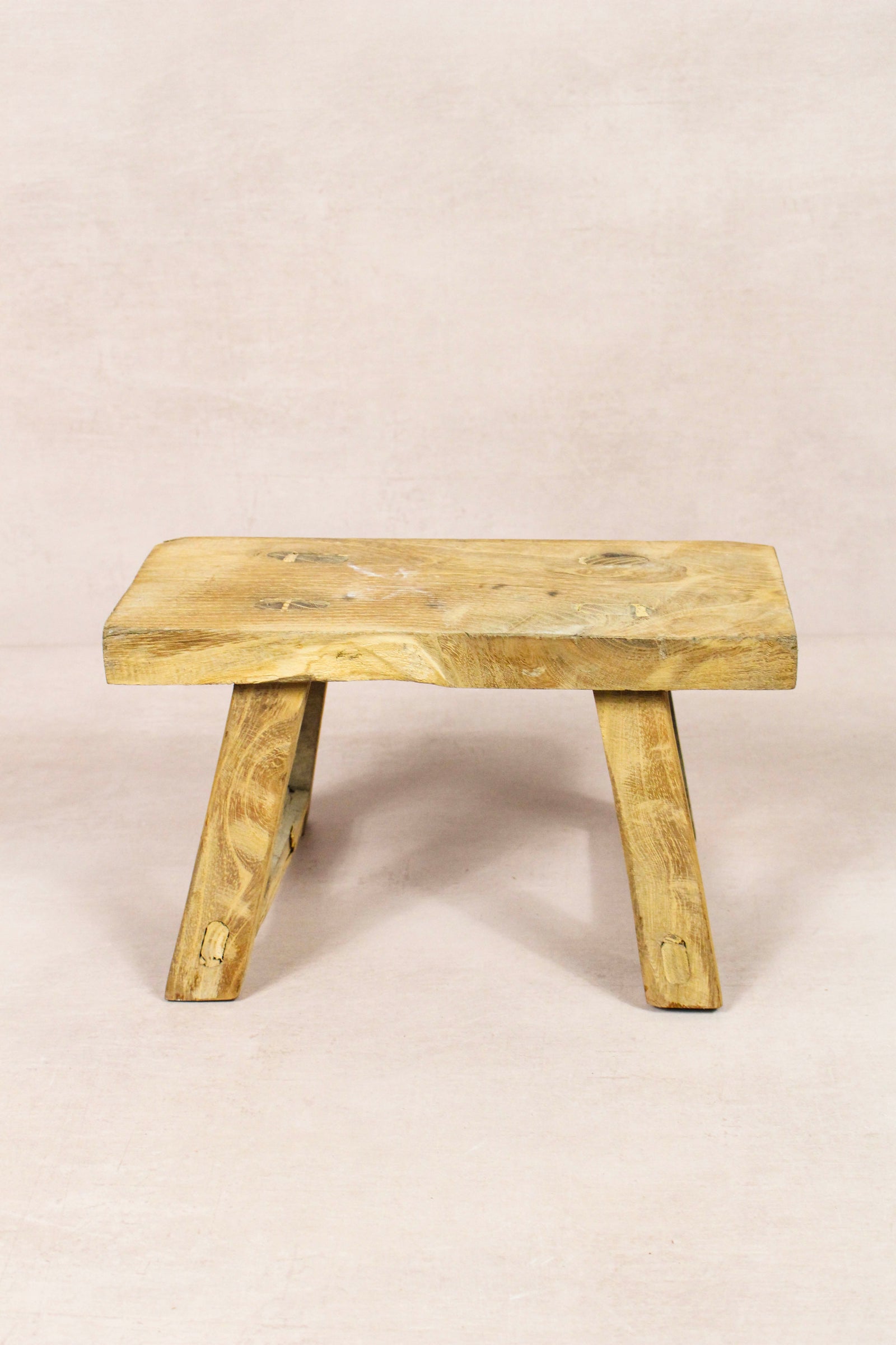 Small vintage rustic reclaimed elm wood stool 226 – Botanical Boys
