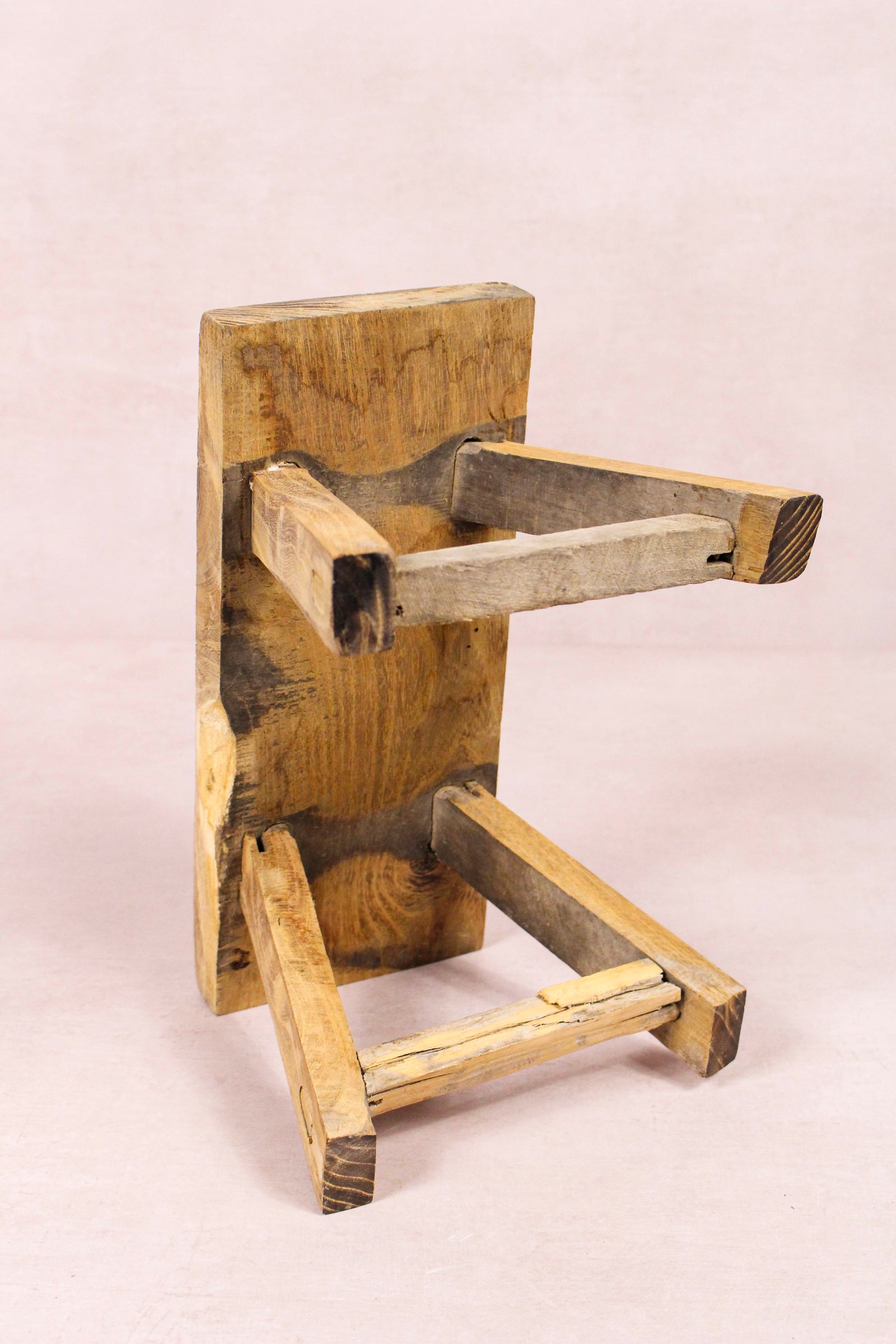 Small vintage rustic reclaimed elm wood stool 226 – Botanical Boys