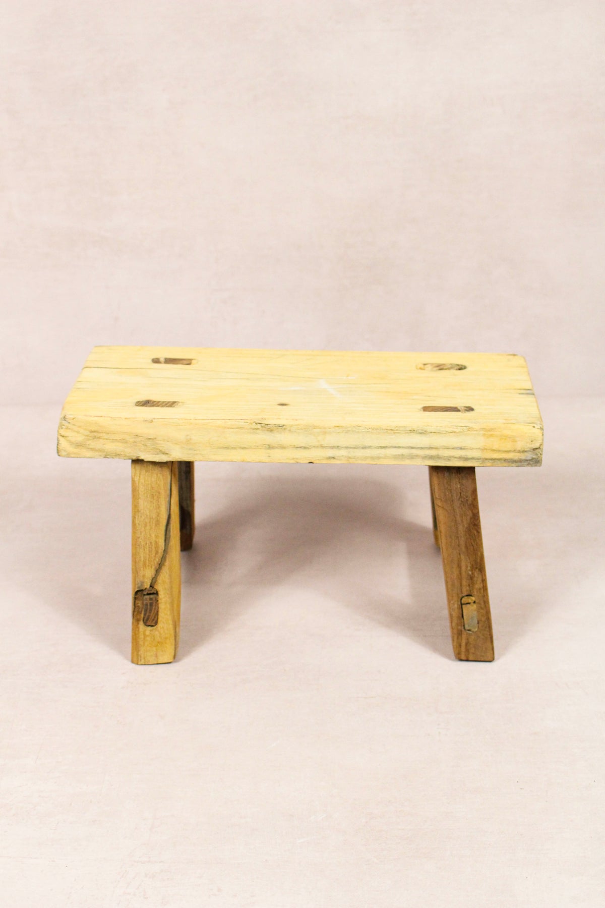 Small vintage rustic reclaimed elm wood stool 227 – Botanical Boys