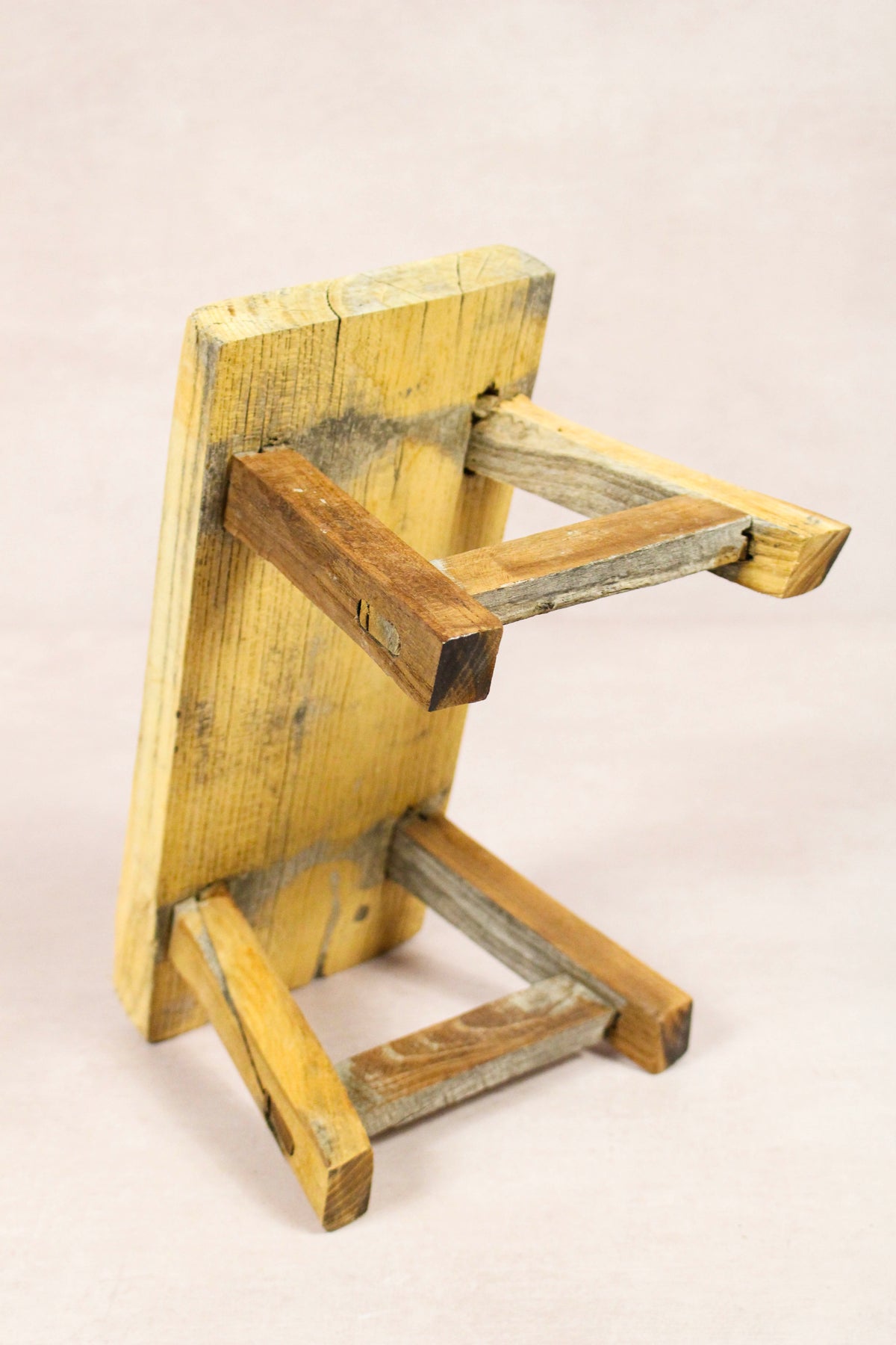 Small vintage rustic reclaimed elm wood stool 227 – Botanical Boys