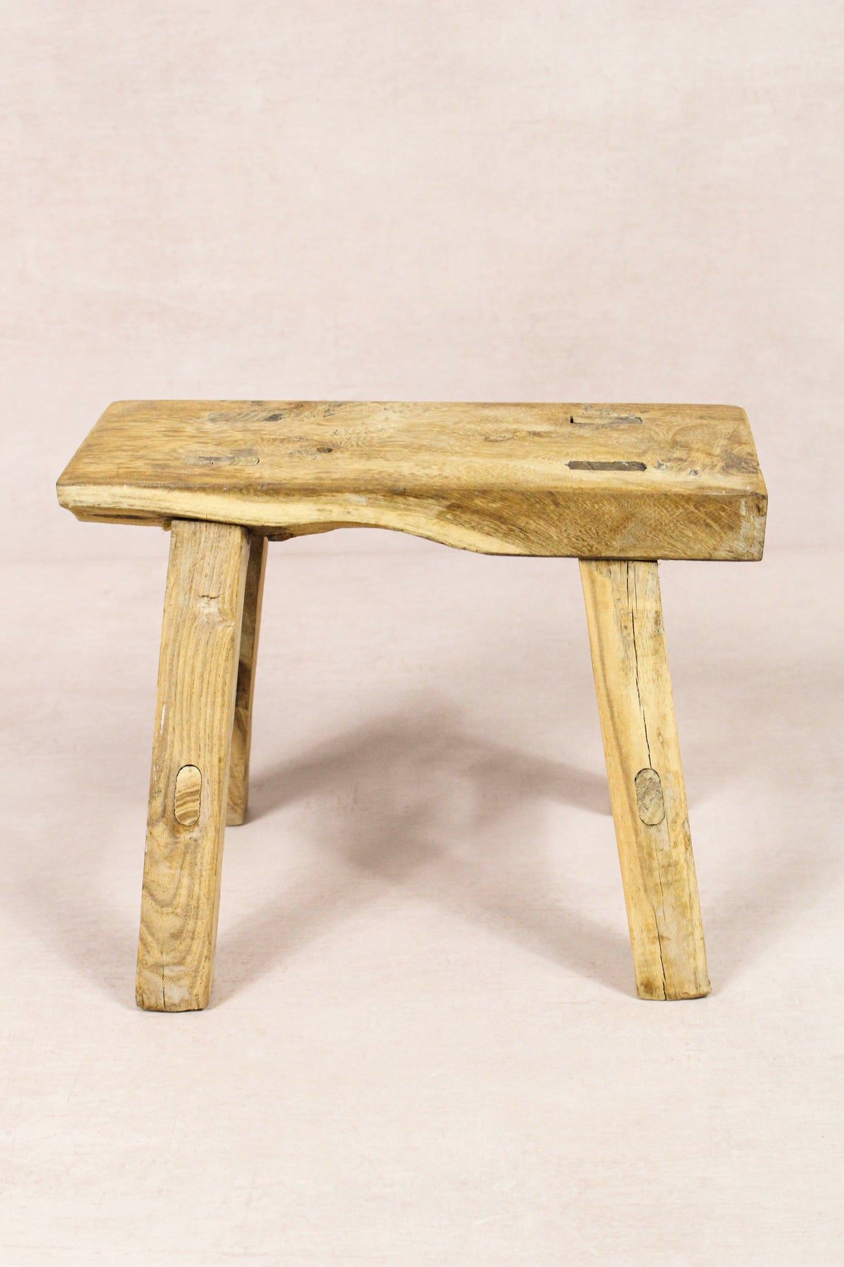 Small vintage rustic reclaimed elm wood stool 228 – Botanical Boys