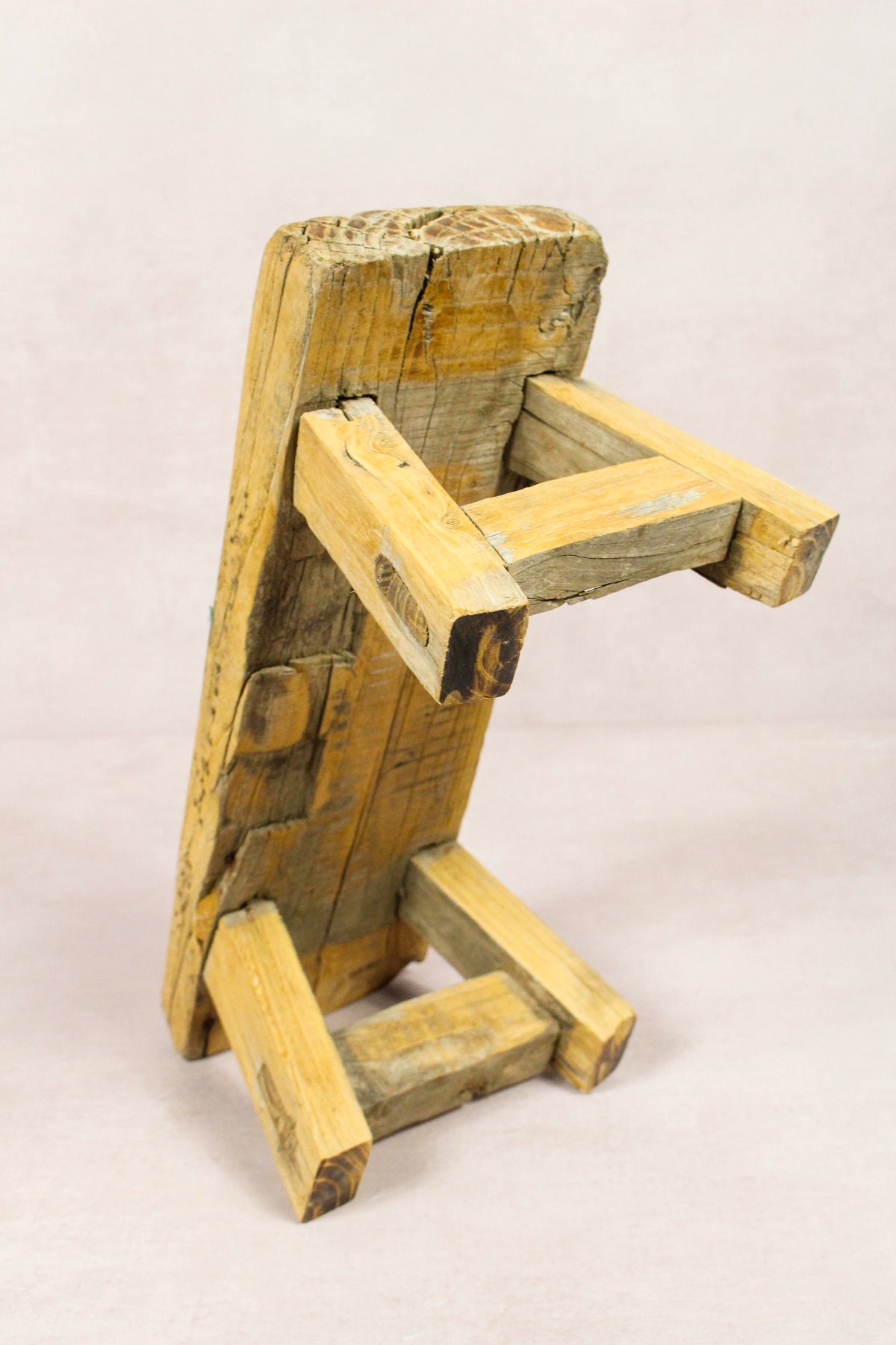 Small vintage rustic reclaimed elm wood stool 231 – Botanical Boys