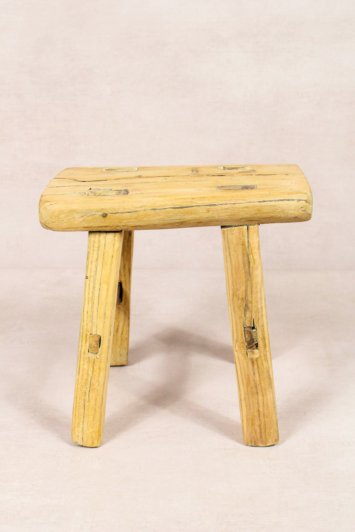 Small vintage rustic reclaimed elm wood stool 232 – Botanical Boys