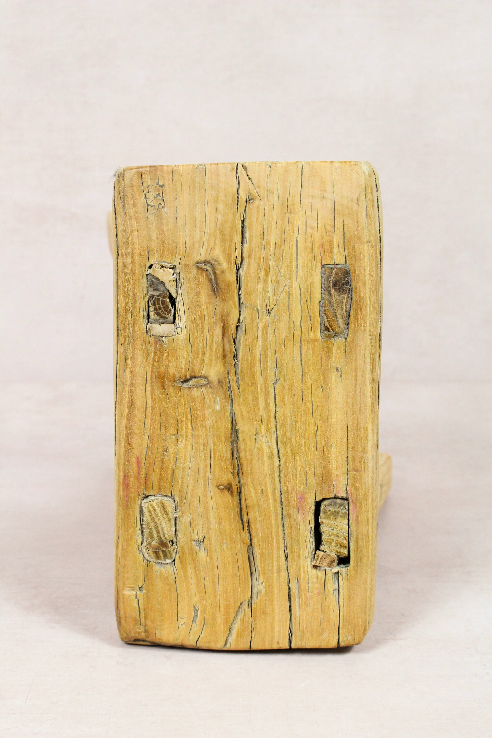 Small vintage rustic reclaimed elm wood stool 232 – Botanical Boys
