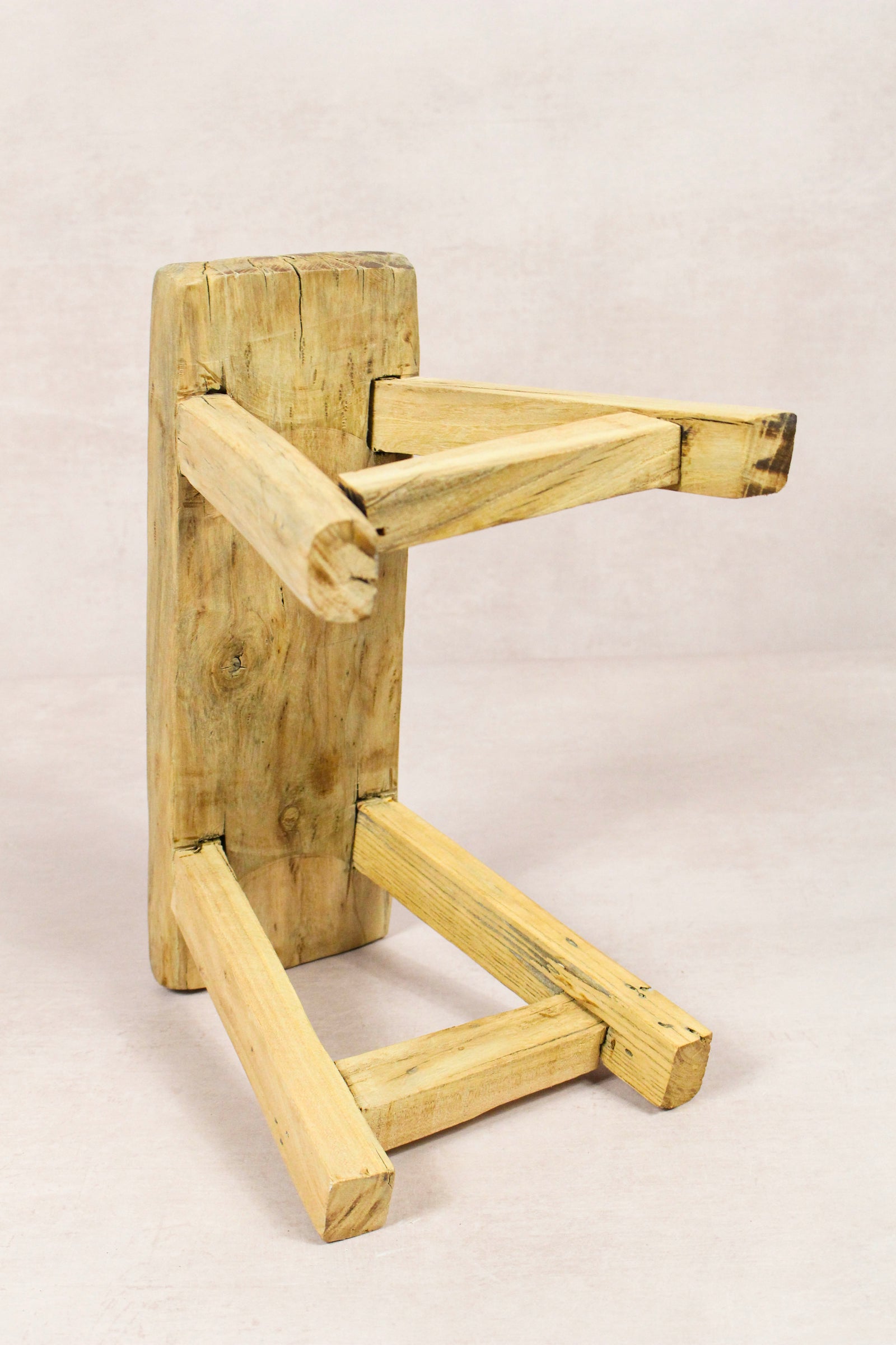 Small vintage rustic reclaimed elm wood stool 233 – Botanical Boys
