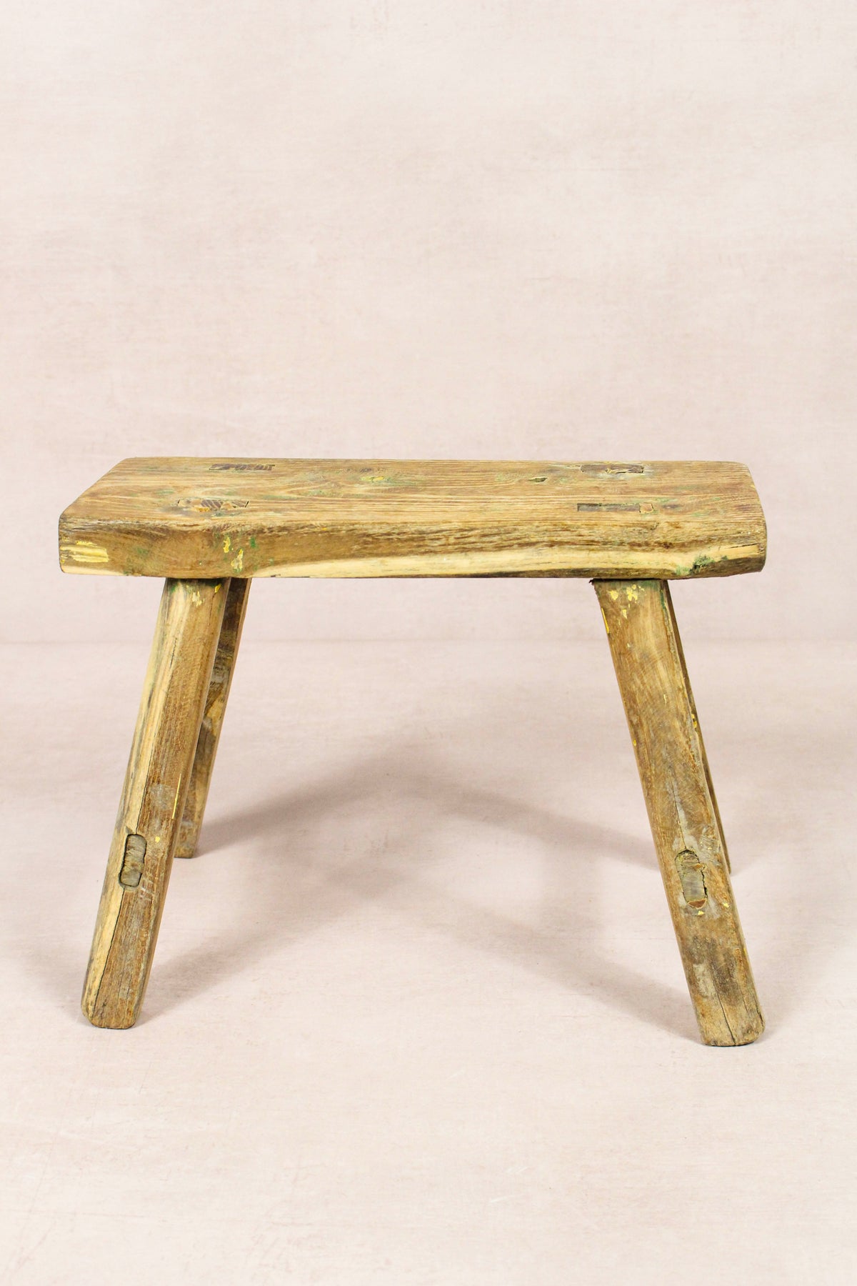 Small vintage rustic reclaimed elm wood stool 234 – Botanical Boys
