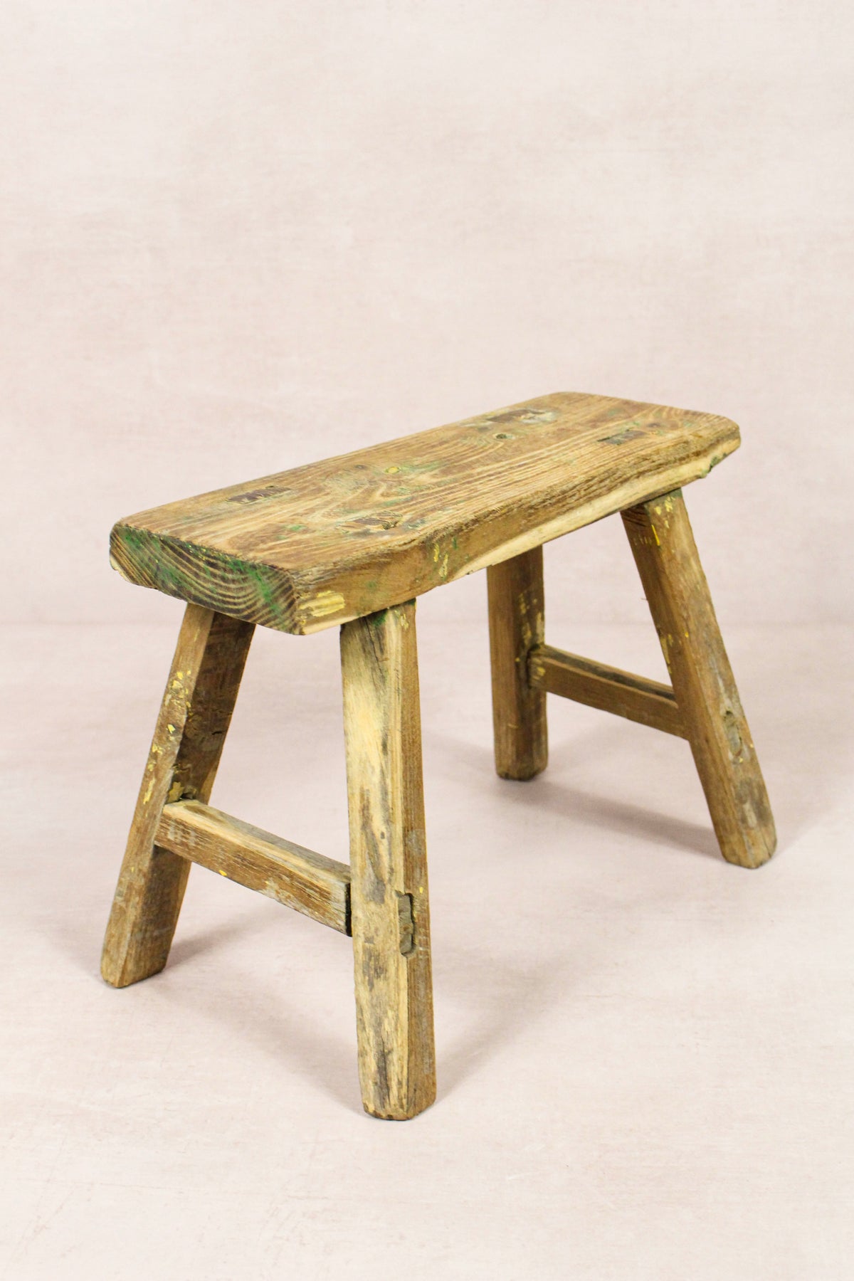 Small vintage rustic reclaimed elm wood stool 234 – Botanical Boys