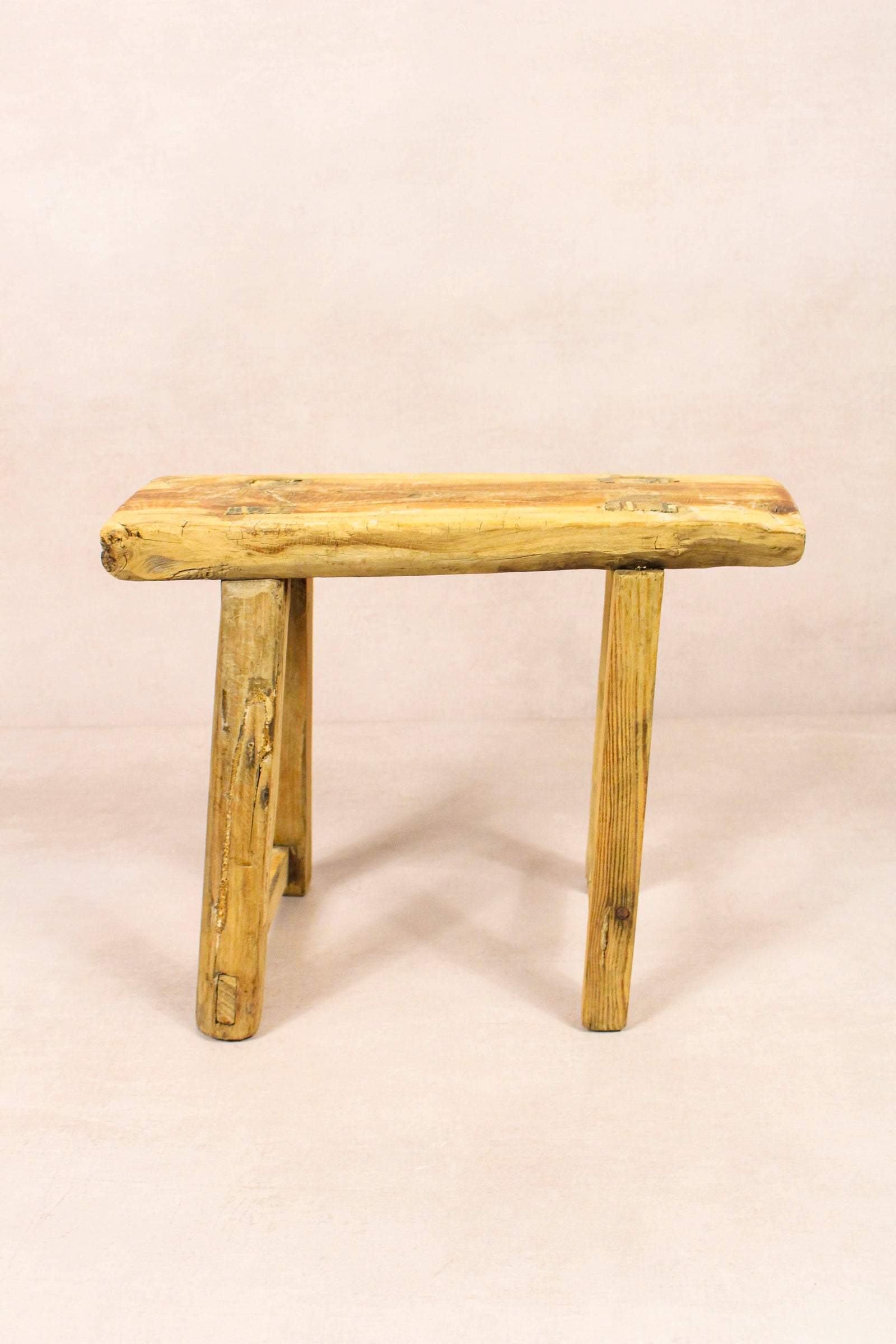 Small vintage rustic reclaimed elm wood stool 235 – Botanical Boys