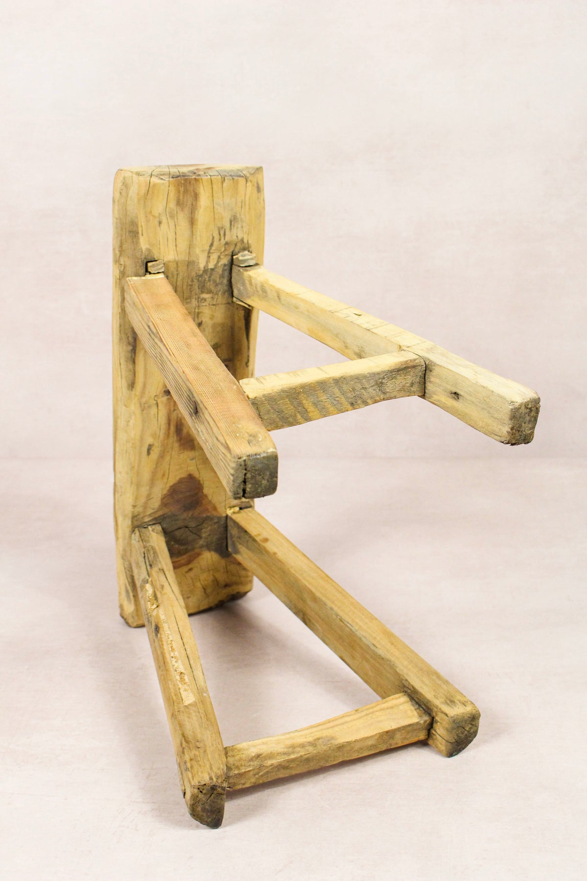Small vintage rustic reclaimed elm wood stool 235 – Botanical Boys