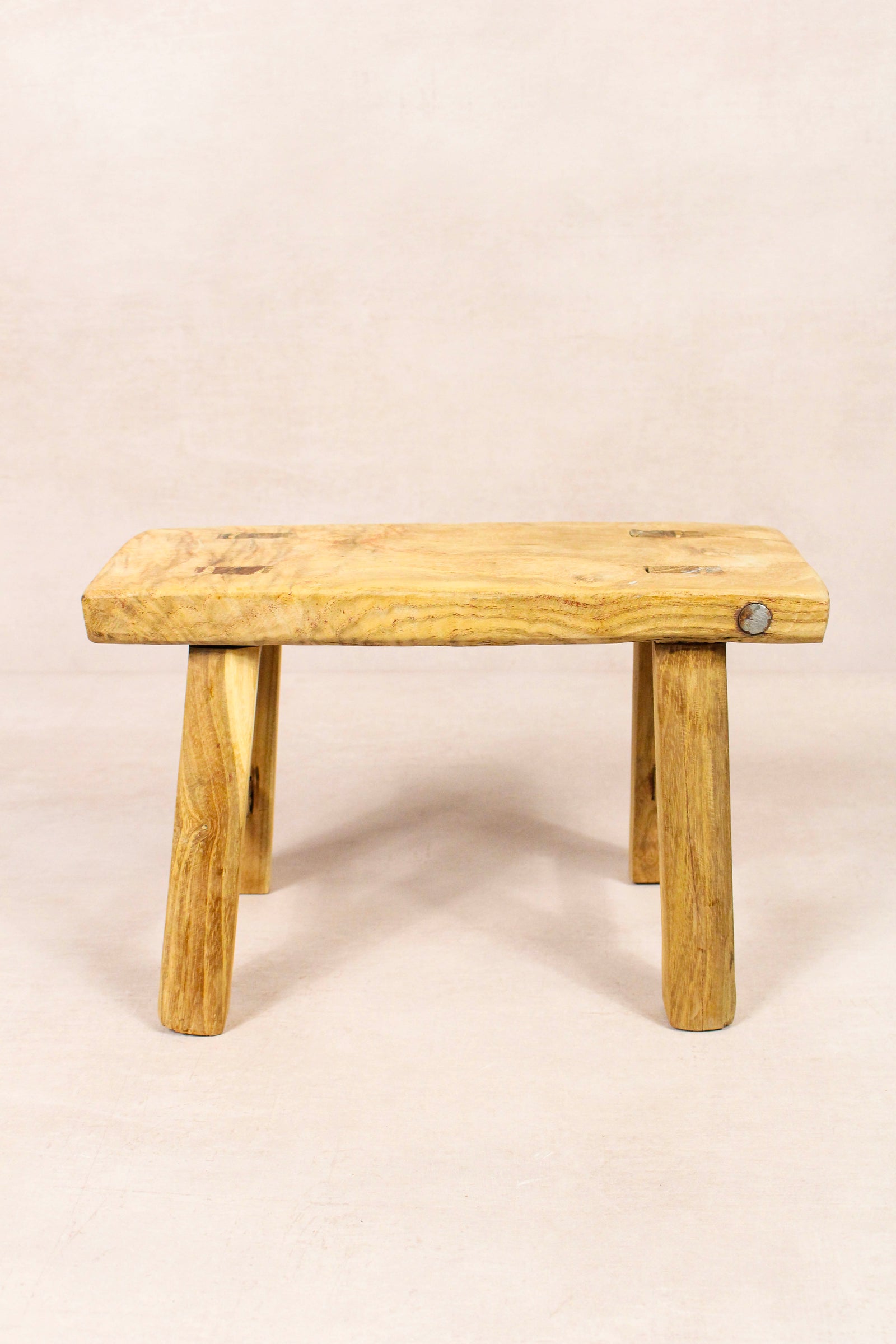 Small vintage rustic reclaimed elm wood stool 236 – Botanical Boys