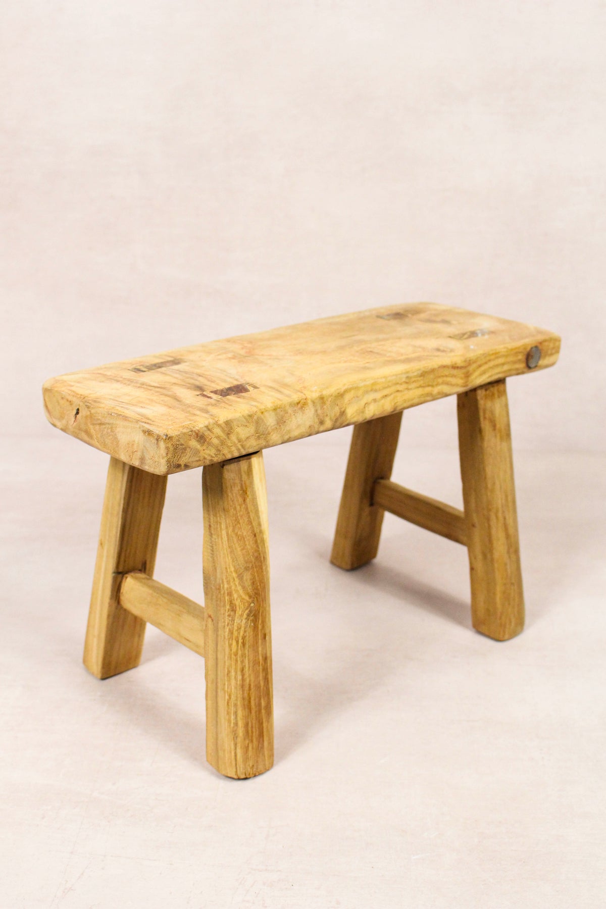 Small vintage rustic reclaimed elm wood stool 236 – Botanical Boys