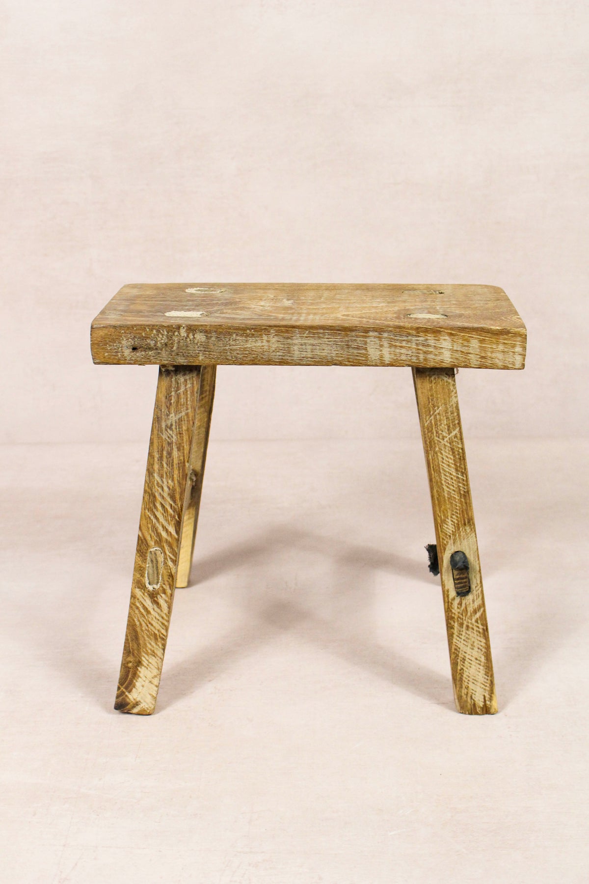 Small vintage rustic reclaimed elm wood stool 237 – Botanical Boys