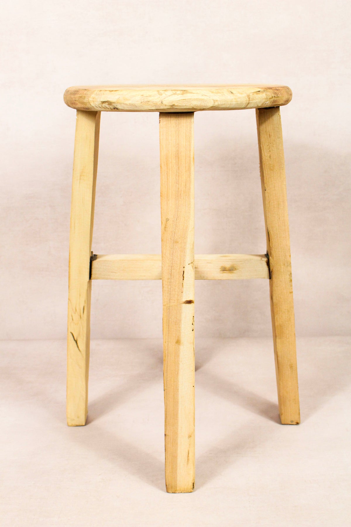 Vintage Rustic Round Stool - Elm wood - 238