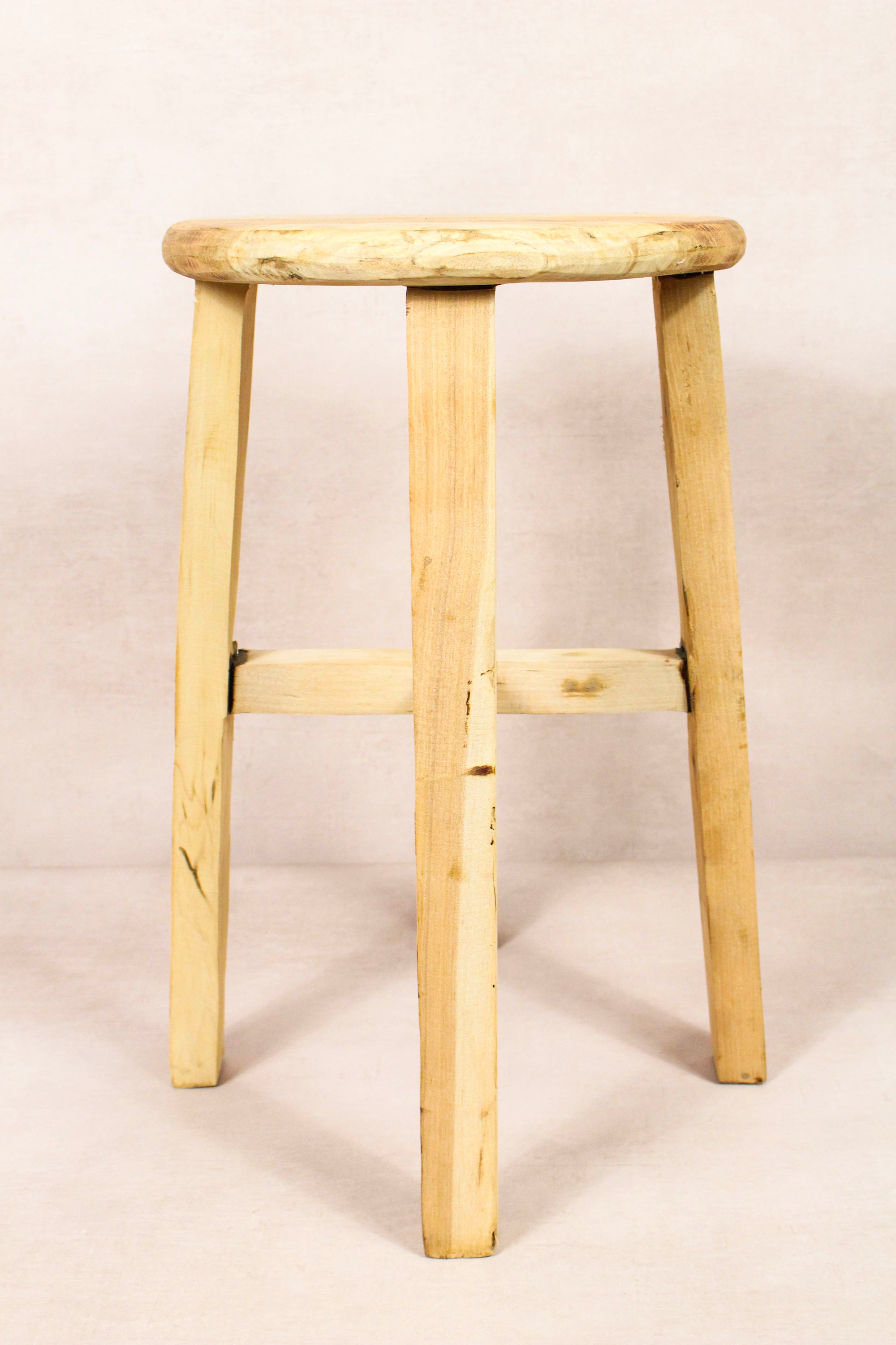 Vintage Rustic Round Stool - Elm wood - 238 - Botanical Boys
