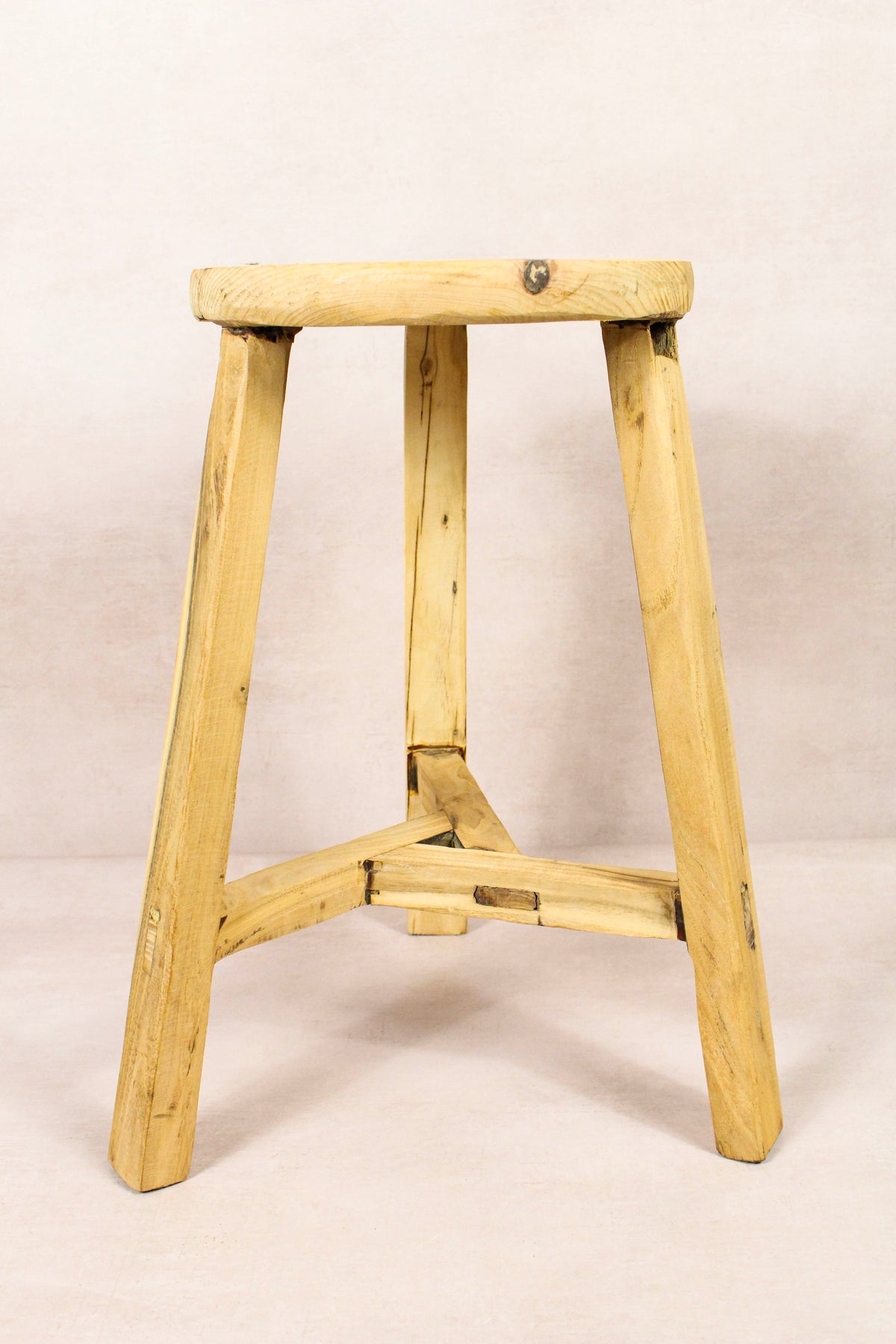Vintage Rustic Round Stool - Elm wood - 239