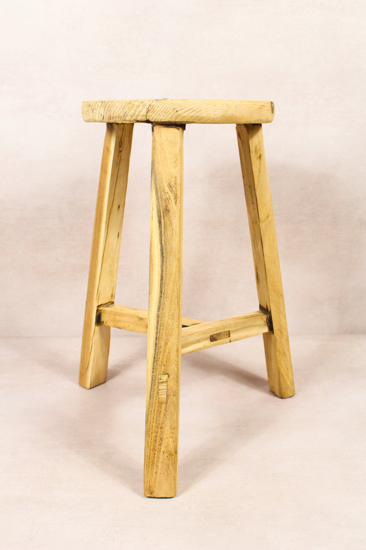 Vintage Rustic Round Stool - Elm wood - 239